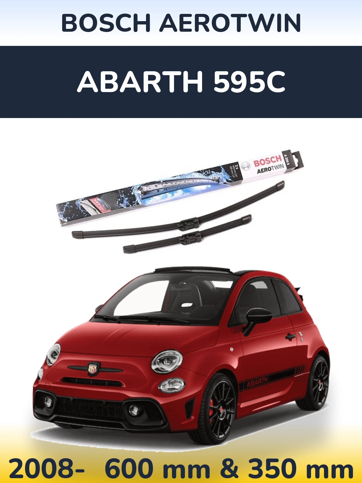 Комплект передніх щіток BOSCH AeroTwin 600 & 350 мм для Abarth 595C 2008-2026