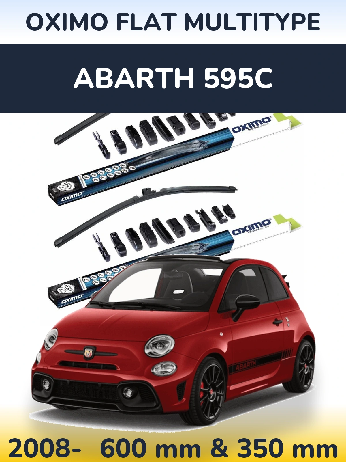 Комплект передніх щіток Oximo Flat MultiТипe 600 & 350 мм для Abarth 595C 2008-2026