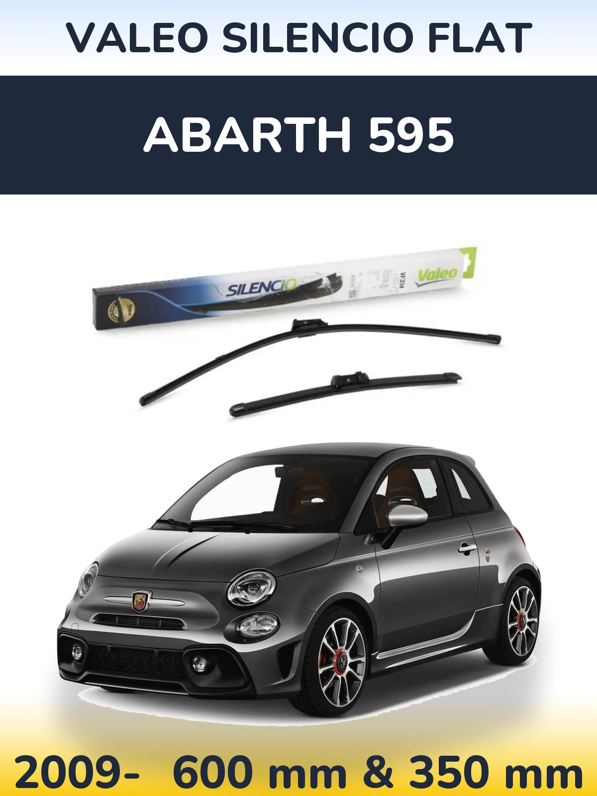 Комплект передних дворников Valeo Silencio Flat 600 & 350 мм для Abarth 595 2009-2026