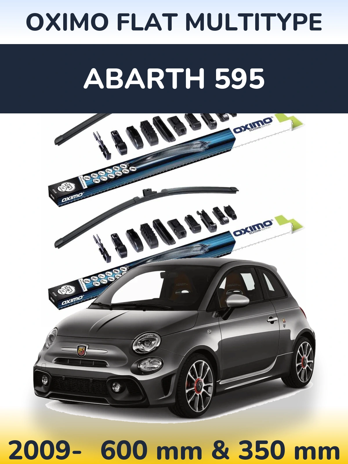 Комплект передних дворников Oximo Flat MultiТипe 600 & 350 мм для Abarth 595 2009-2026