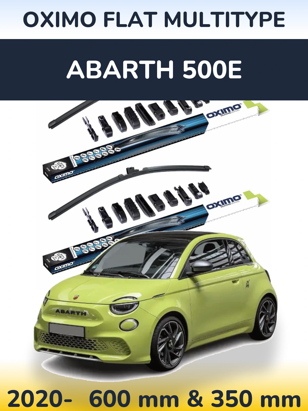 Комплект передних дворников Oximo Flat MultiТипe 600 & 350 мм для Abarth 500e 2020-2026