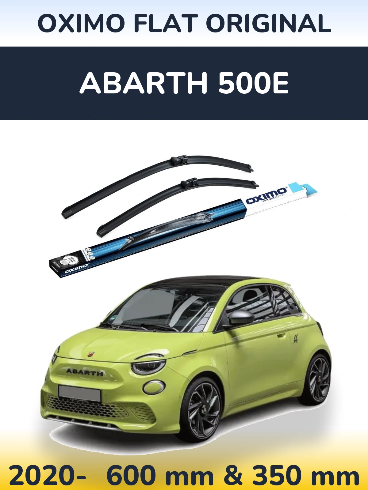 Комплект передних дворников Oximo Flat Original 600 & 350 мм для Abarth 500e 2020-2026