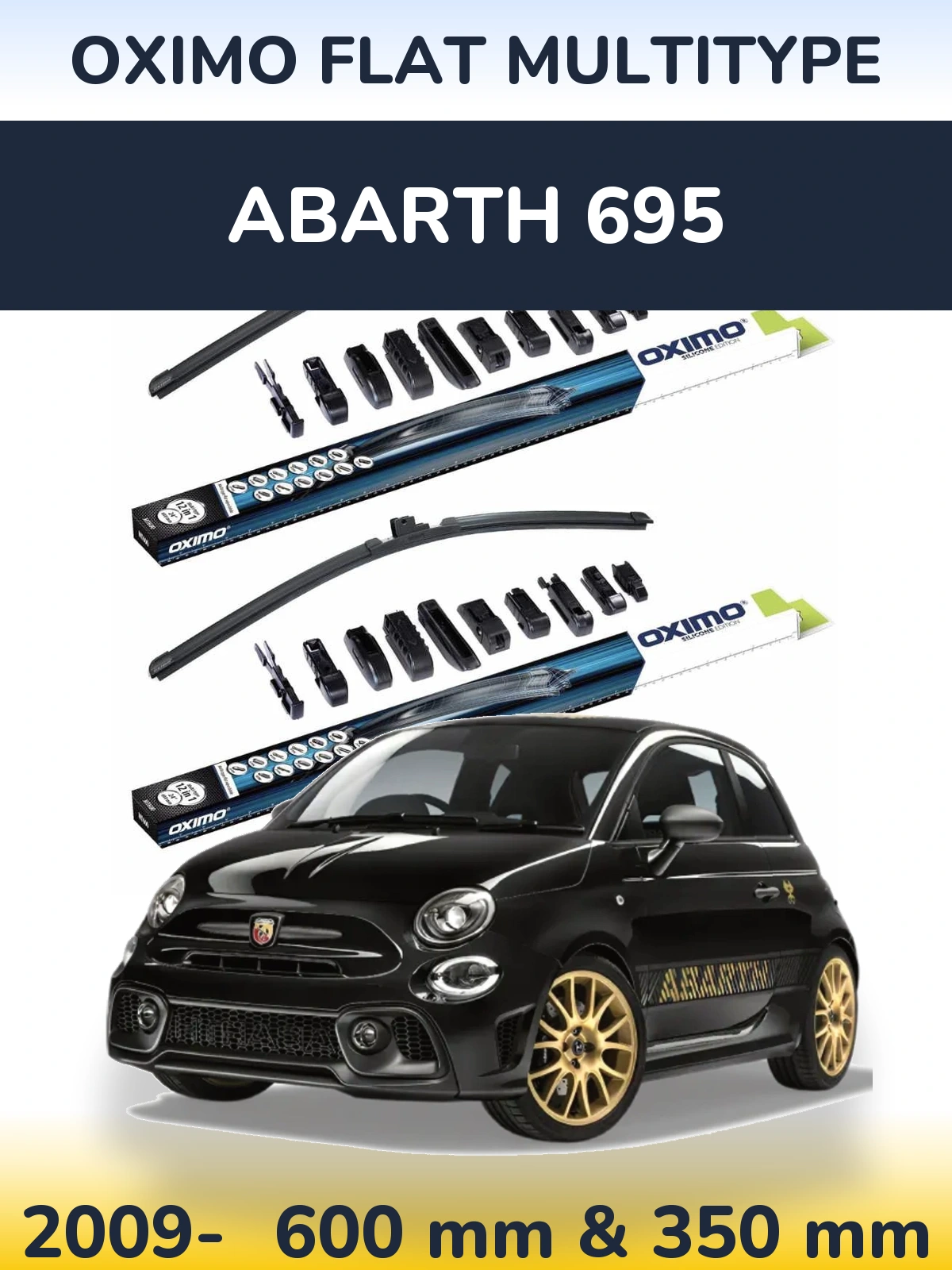 Комплект передніх щіток Oximo Flat MultiТипe 600 & 350 мм для Abarth 695 2009-2026