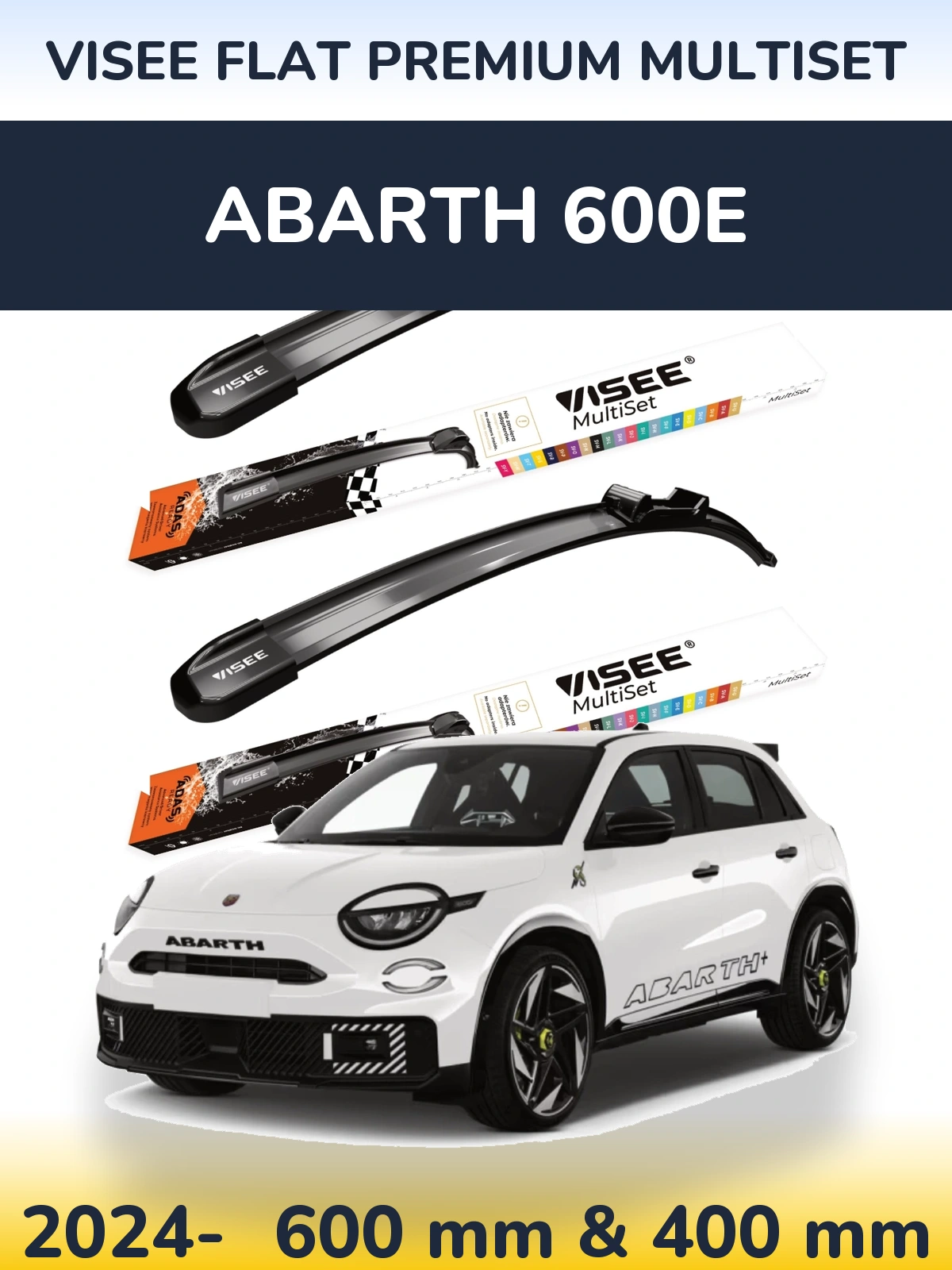 Комплект передних дворников VISEE FLAT PREMIUM MultiSet 600 & 400 мм для Abarth 600e 2024-2026