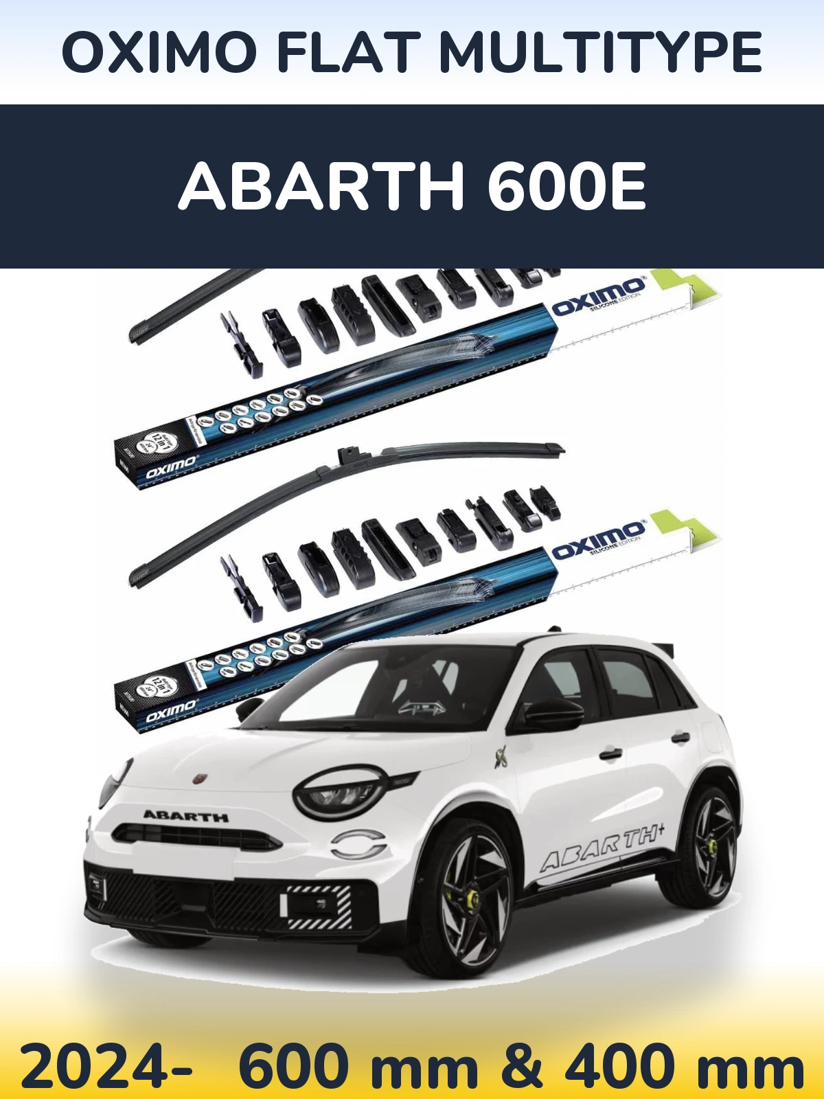 Комплект передних дворников Oximo Flat MultiТипe 600 & 400 мм для Abarth 600e 2024-2026