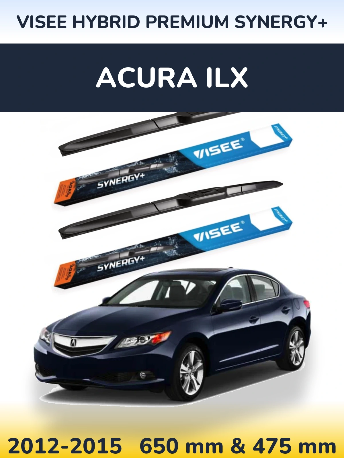 Комплект передних дворников VISEE HYBRID PREMIUM SYNERGY+ 650 & 475 мм для Acura ILX 2012-2015