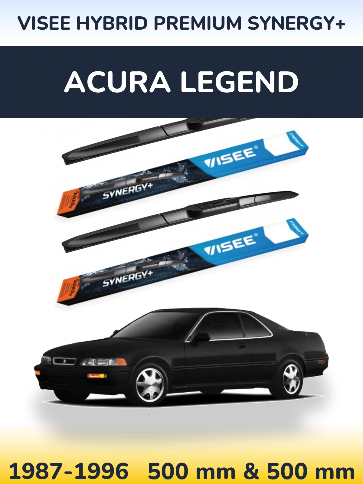 Комплект передних дворников VISEE HYBRID PREMIUM SYNERGY+ 500 & 500 мм для Acura Legend 1987-1996