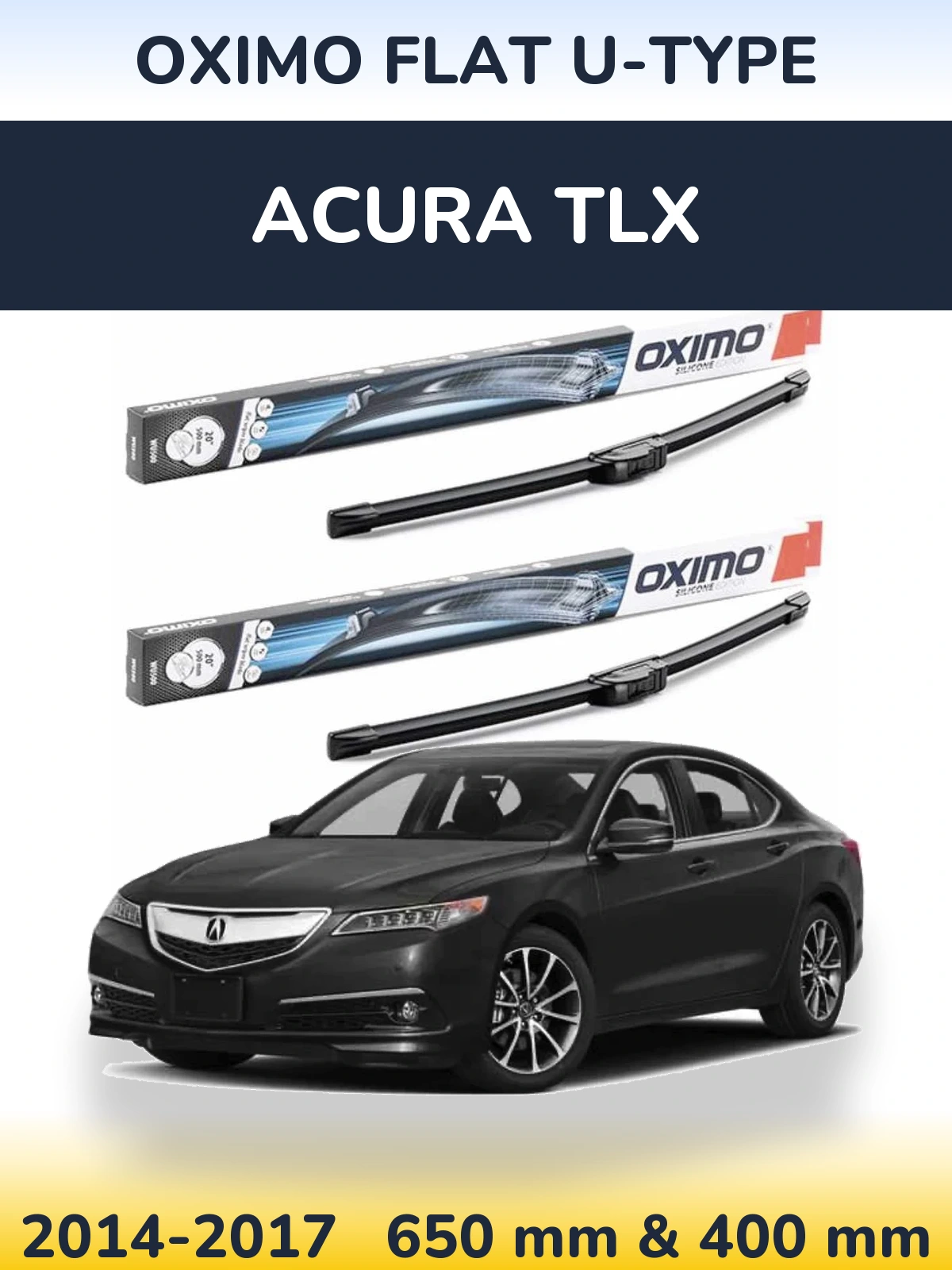 Комплект передніх щіток Oximo Flat U-type 650 & 400 мм для Acura TLX 2014-2017