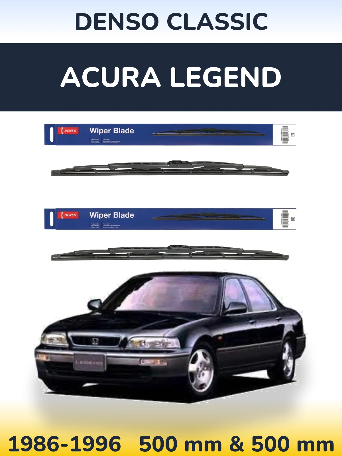 Комплект передних дворников Denso Classic 500 & 500 мм для Acura Legend 1986-1996