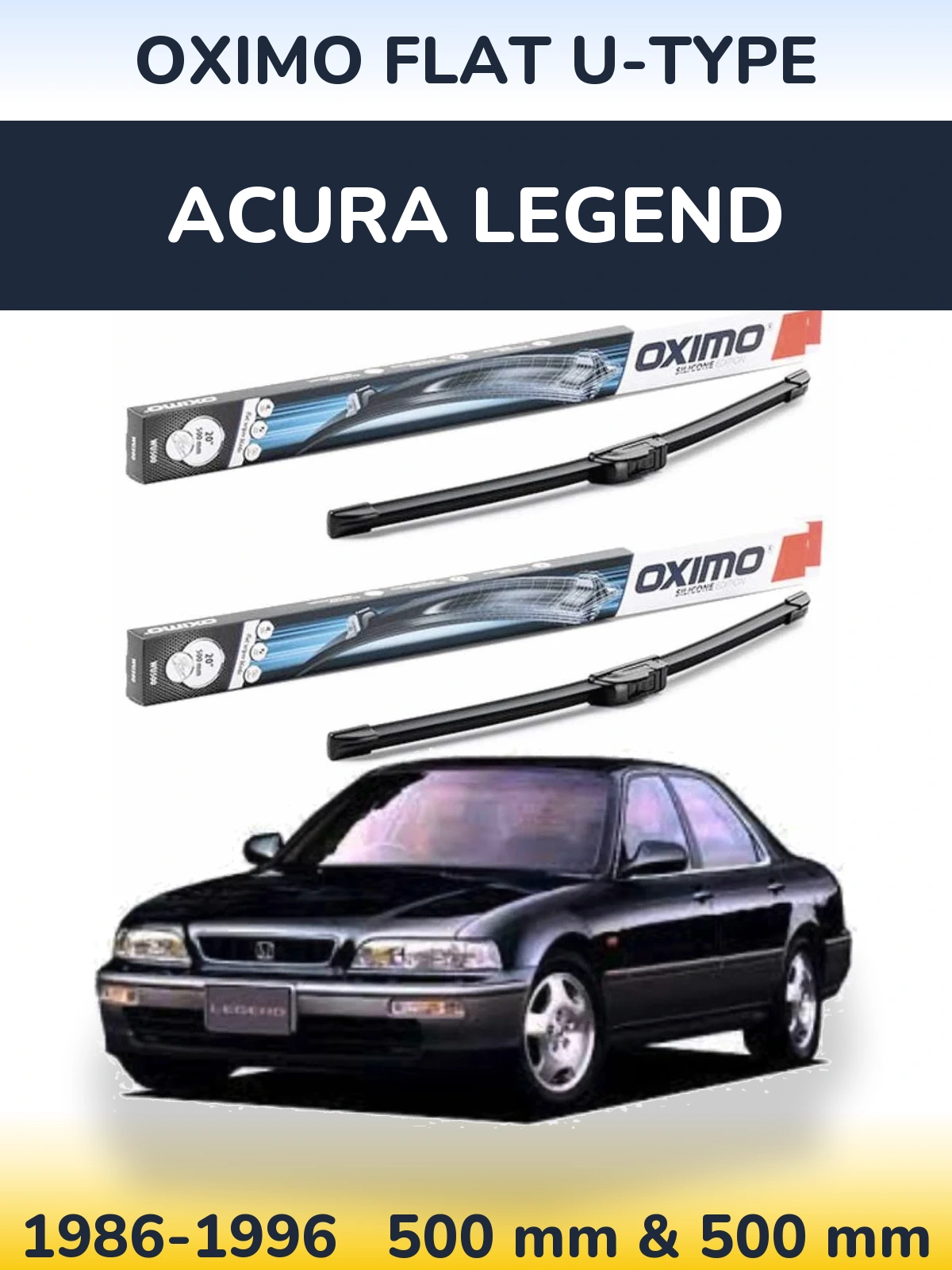 Комплект передних дворников Oximo Flat U-type 500 & 500 мм для Acura Legend 1986-1996