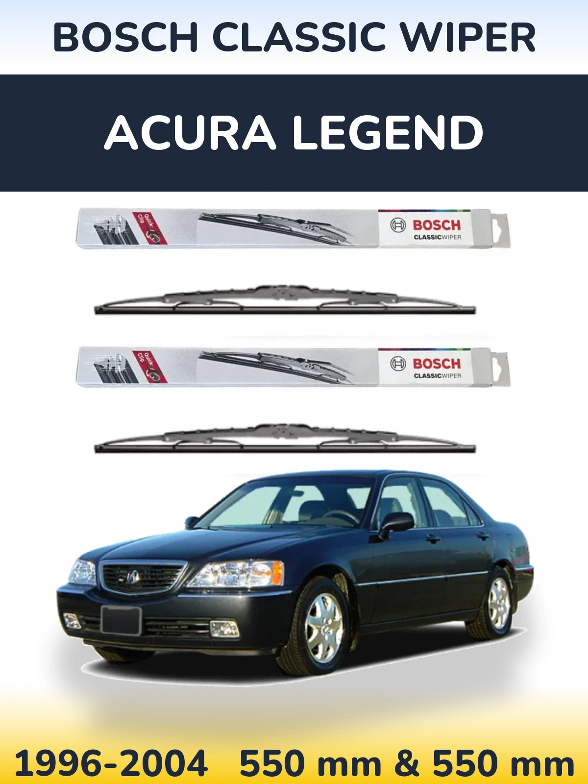 Комплект передних дворников BOSCH Classic Wiper 550 & 550 мм для Acura Legend 1996-2004
