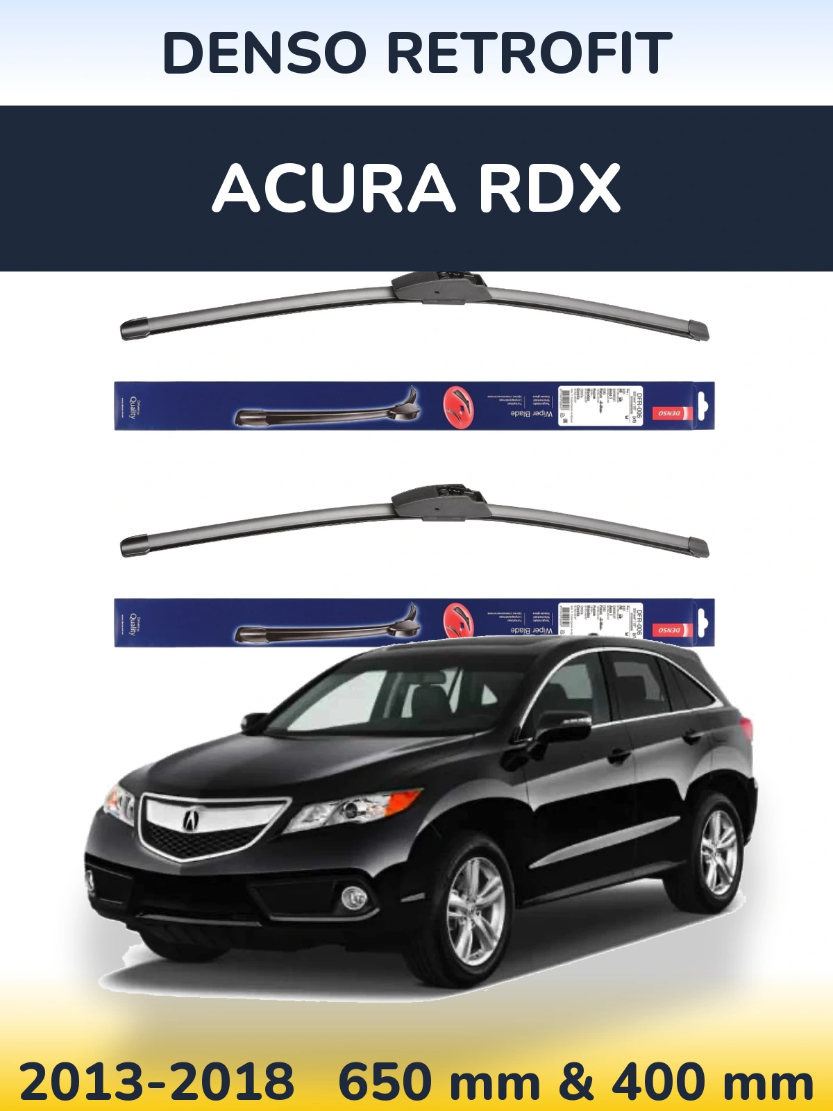 Комплект передних дворников Denso Retrofit 650 & 400 мм для Acura RDX 2013-2018