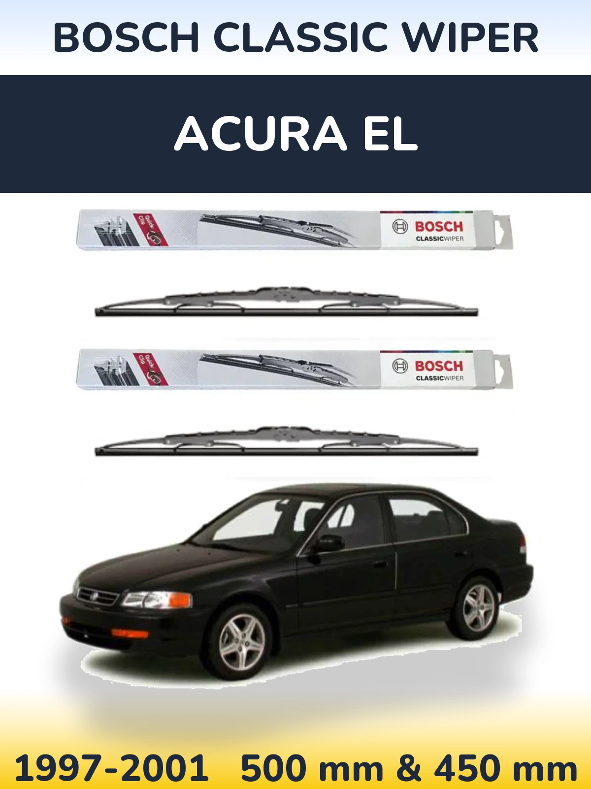 Комплект передних дворников BOSCH Classic Wiper 500 & 450 мм для Acura EL 1997-2001