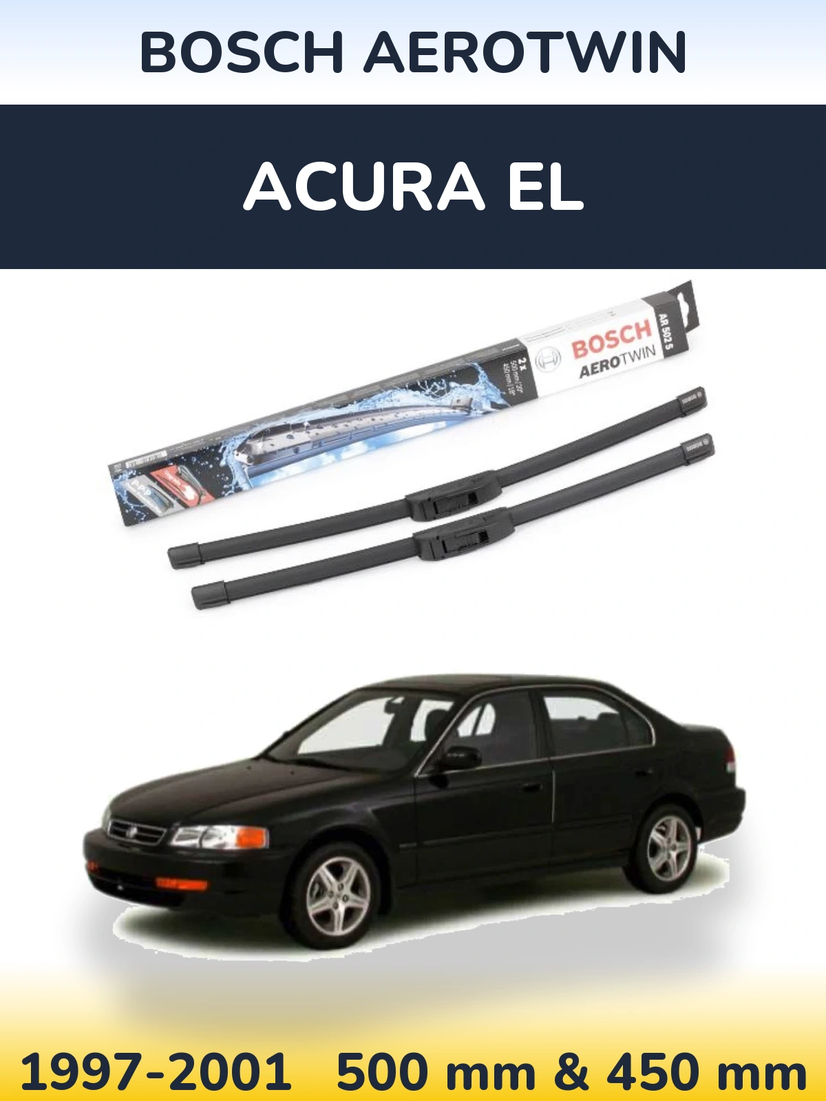 Комплект передніх щіток BOSCH AeroTwin 500 & 450 мм для Acura EL 1997-2001