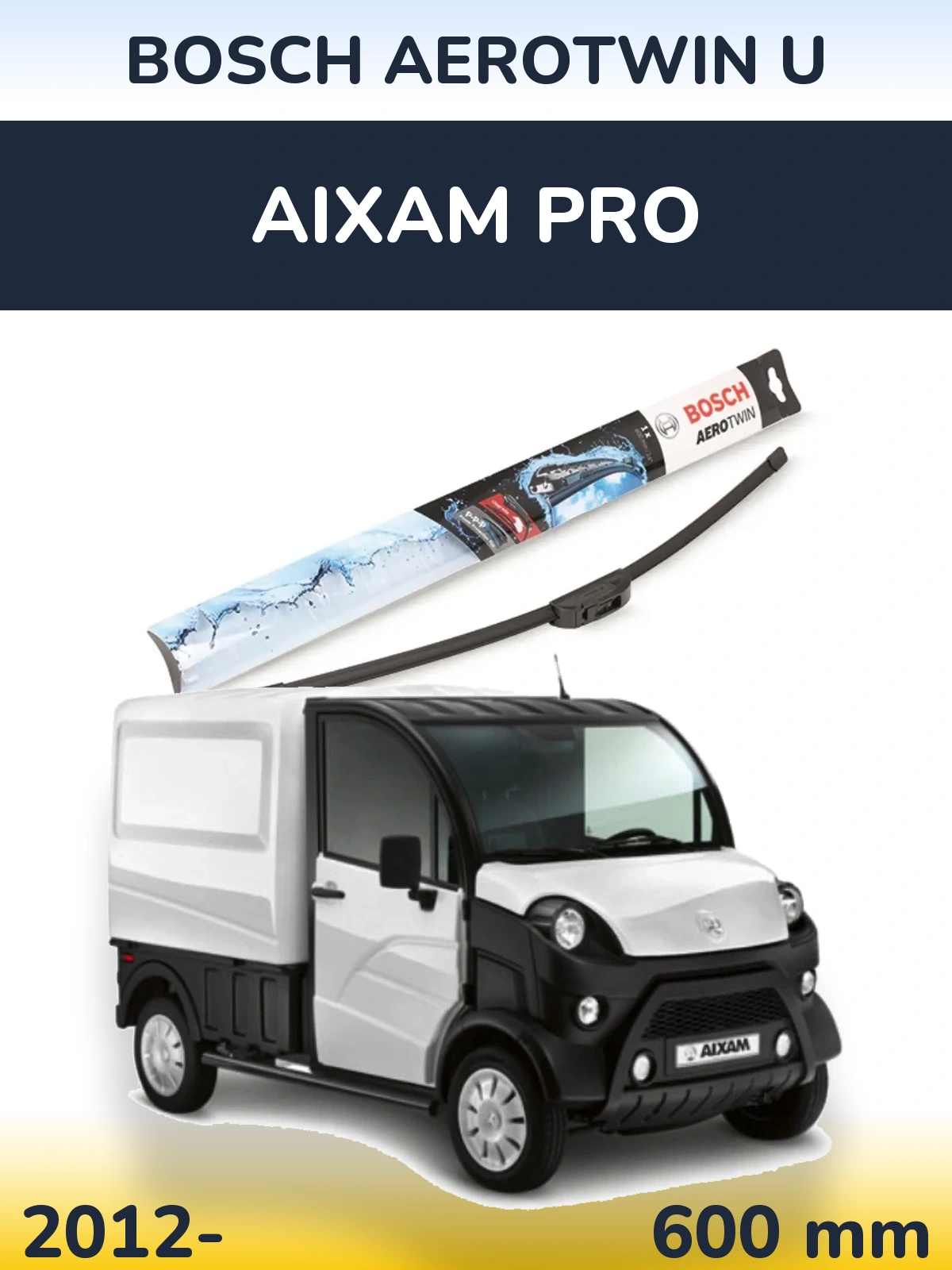 Передний дворник BOSCH AeroTwin U 600 мм для Aixam PRO 2012-2026