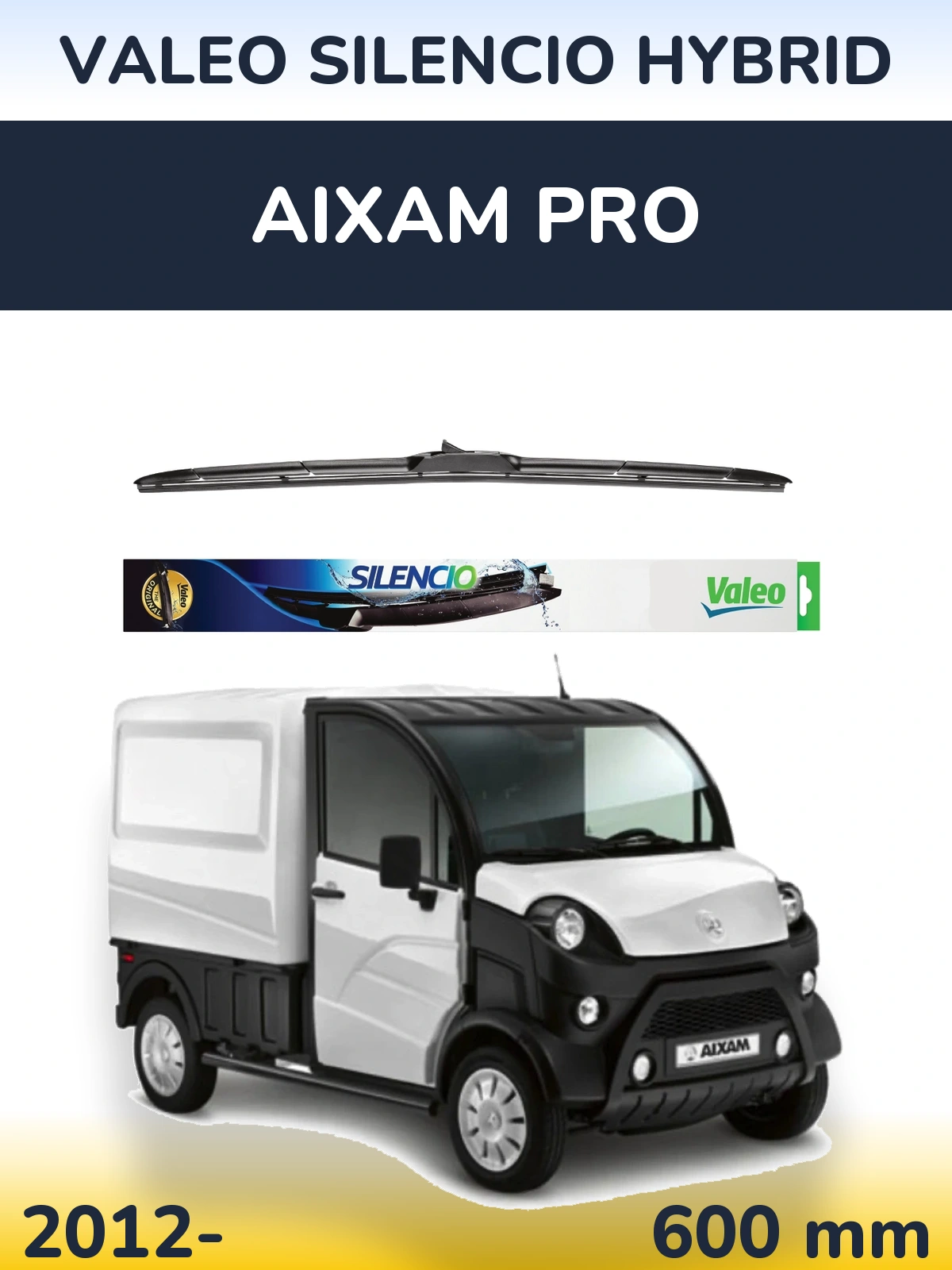 Передний дворник Valeo Silencio Hybrid 600 мм для Aixam PRO 2012-2026