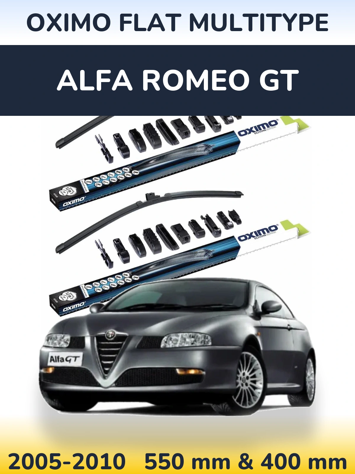 Комплект передніх щіток Oximo Flat MultiТипe 550 & 400 мм для Alfa Romeo GT 2005-2010