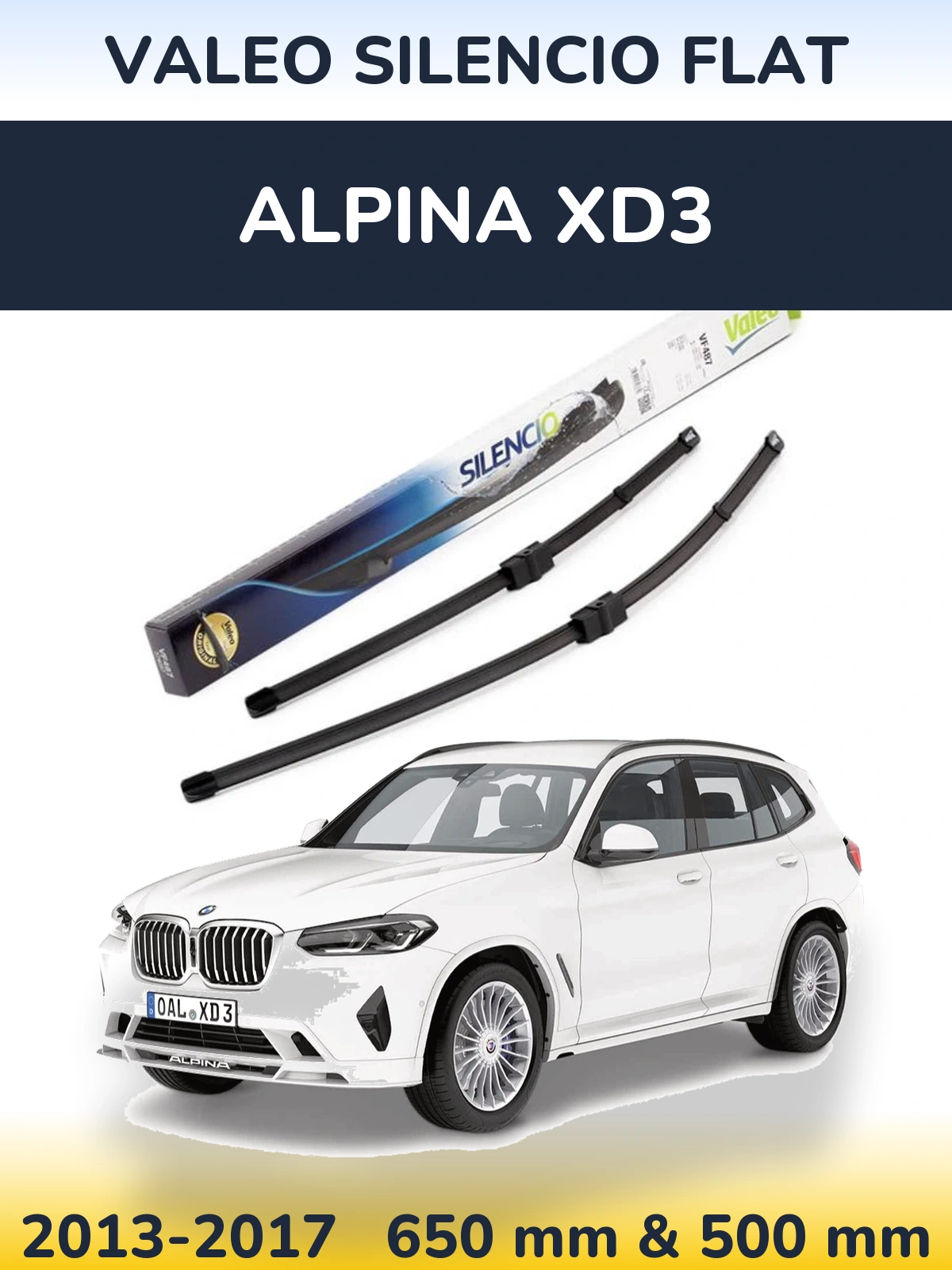 Комплект передних дворников Valeo Silencio Flat 650 & 500 мм для Alpina XD3 2013-2017