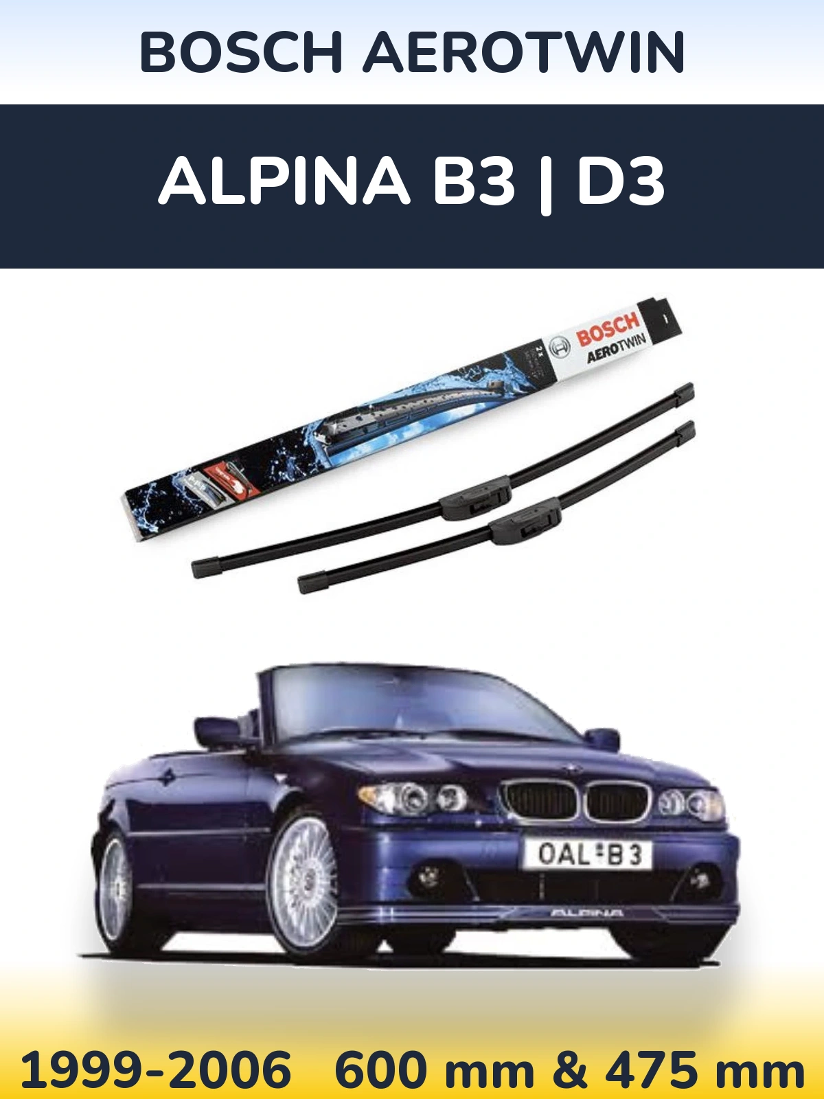 Комплект передних дворников BOSCH AeroTwin 600 & 475 мм для Alpina B3 | D3 1999-2006