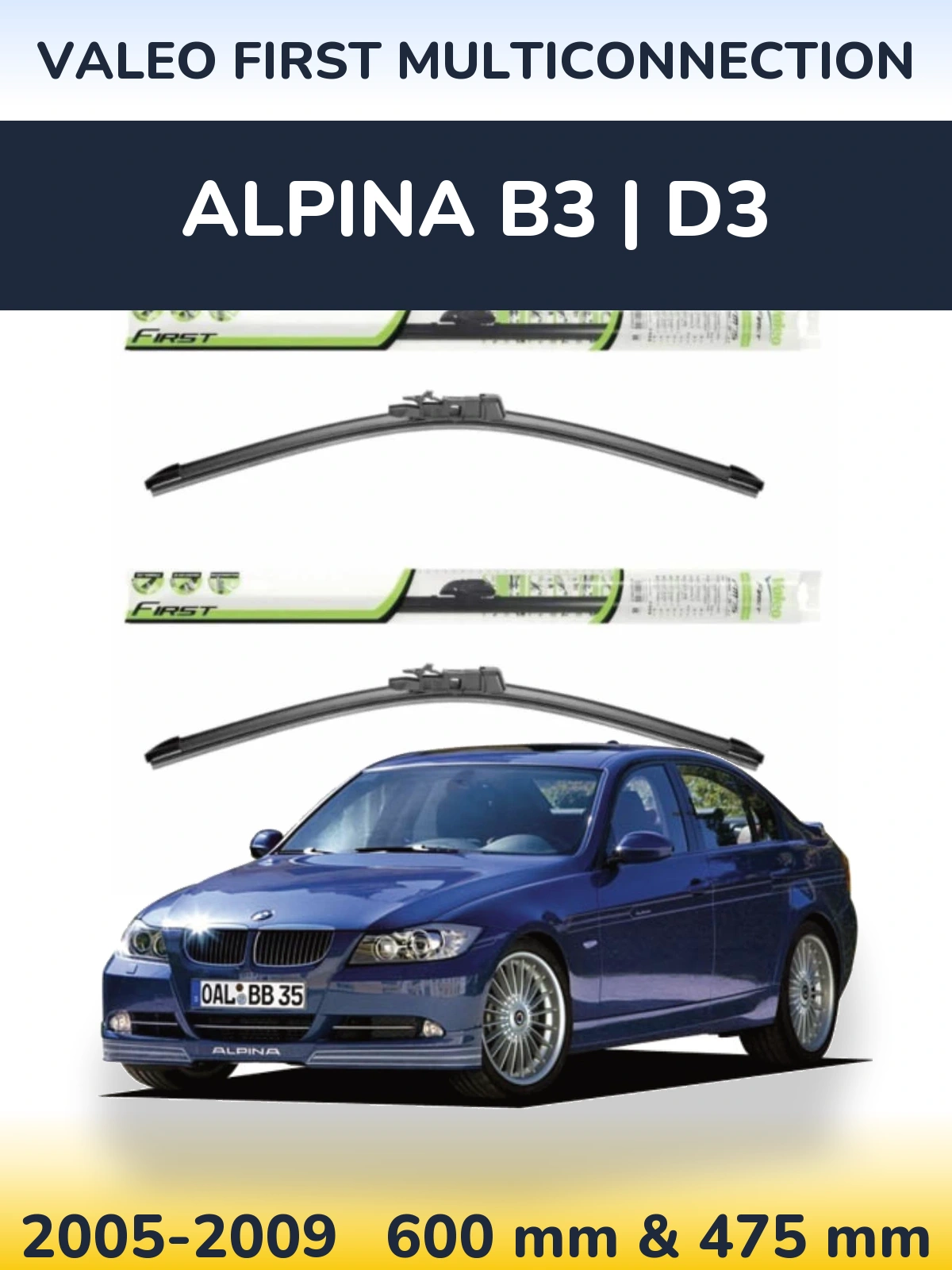 Комплект передних дворников Valeo First MultiConnection 600 & 475 мм для Alpina B3 | D3 2005-2009