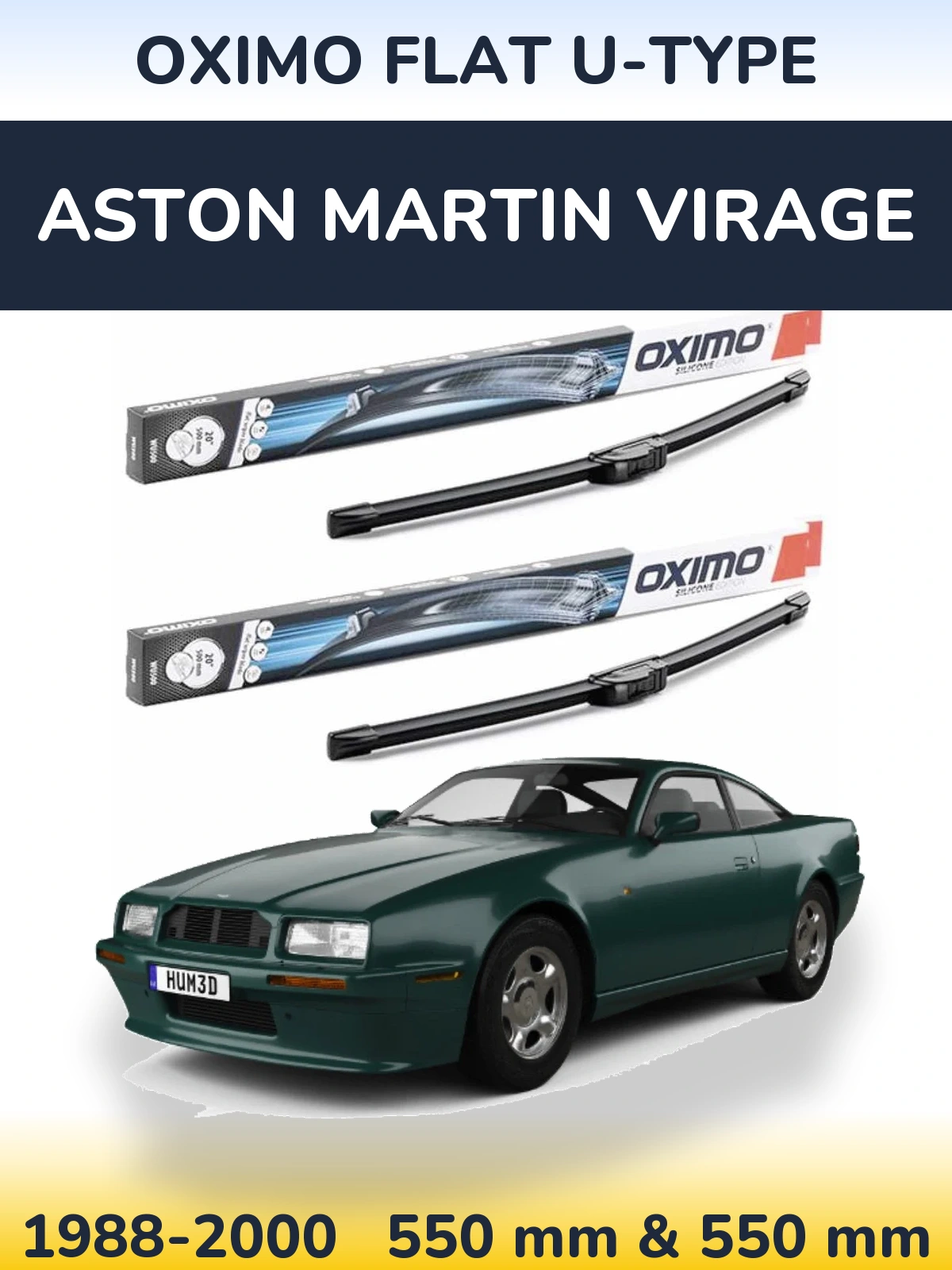 Комплект передніх щіток Oximo Flat U-type 550 & 550 мм для Aston Martin Virage 1988-2000