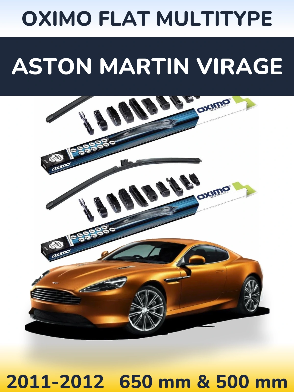 Комплект передних дворников Oximo Flat MultiТипe 650 & 500 мм для Aston Martin Virage 2011-2012