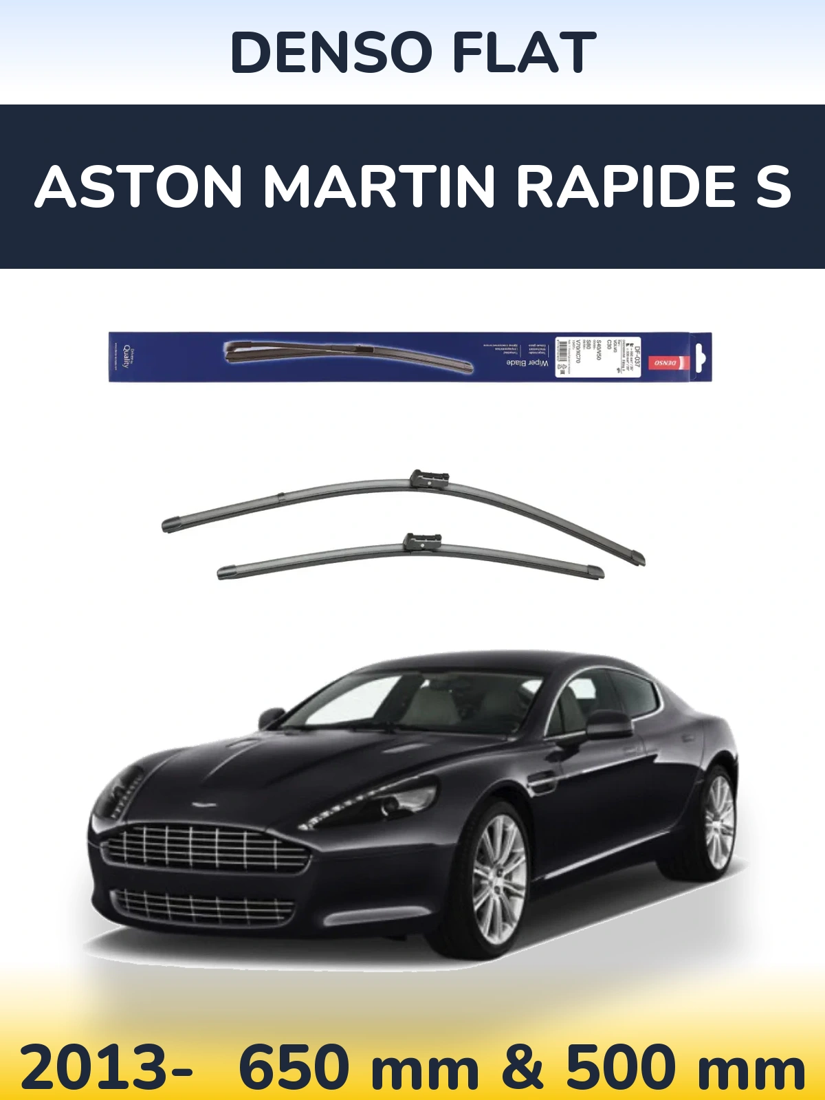 Комплект передніх щіток Denso Flat 650 & 500 мм для Aston Martin Rapide S 2013-2026
