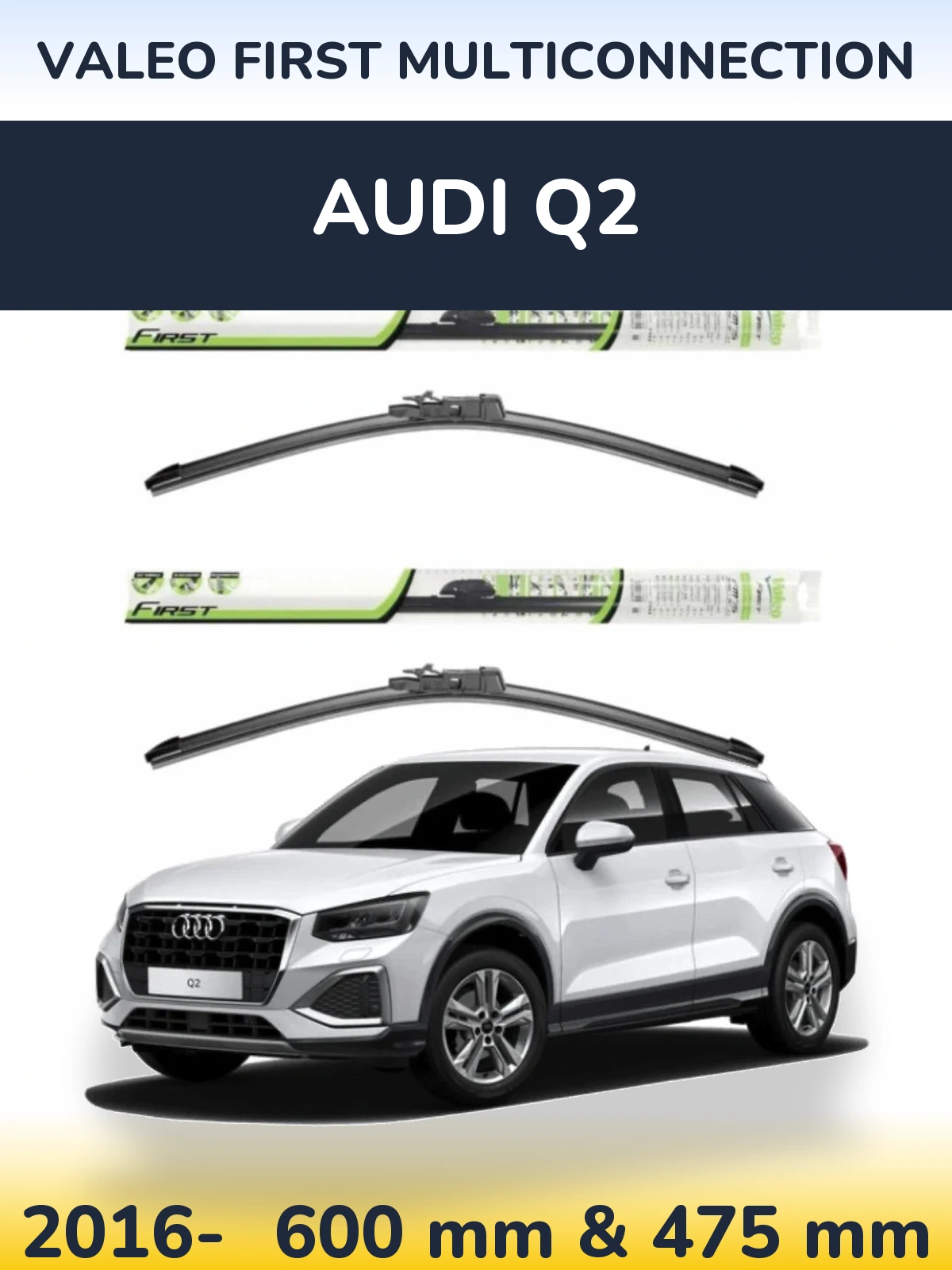 Комплект передніх щіток Valeo First MultiConnection 600 & 475 мм для Audi Q2 2016-2026