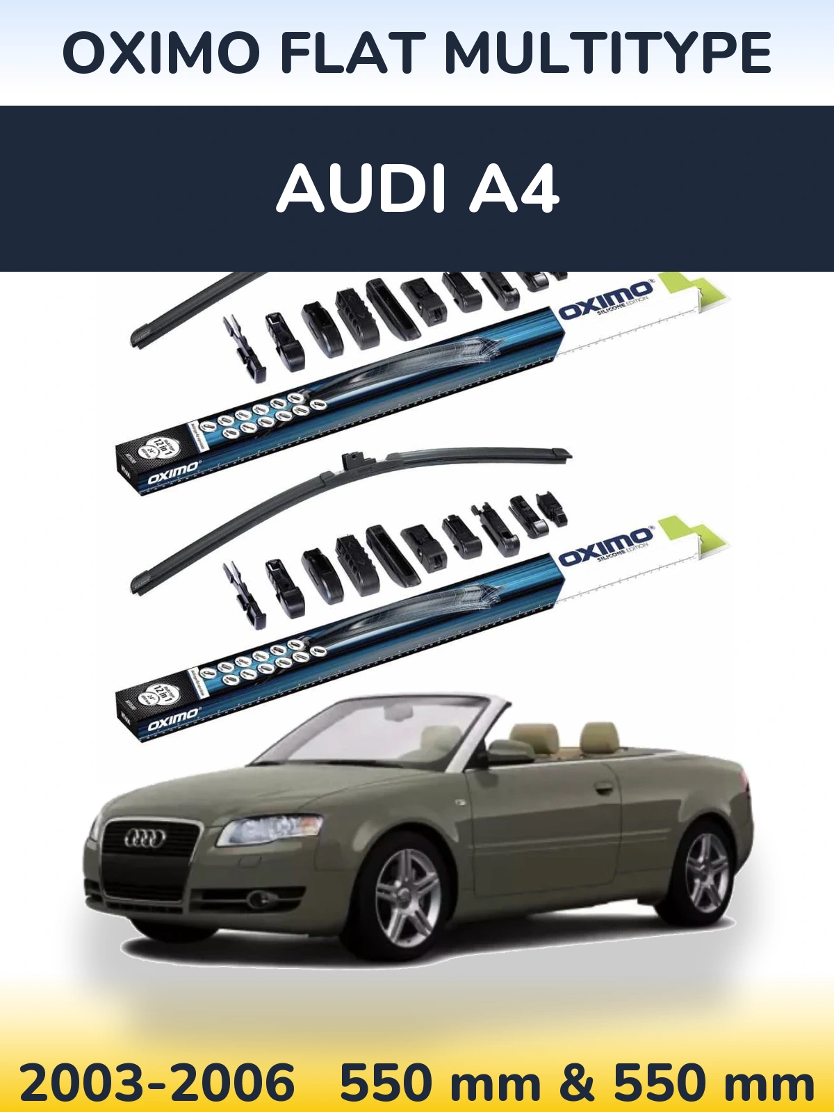 Front wiper blade set Oximo Flat MultiTüüpe 550 & 550 mm for Audi A4 2003-2006