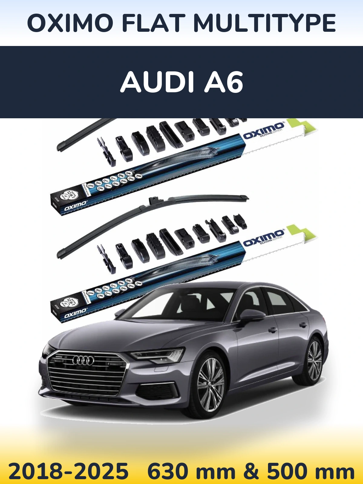 Front wiper blade set Oximo Flat MultiTüüpe 600 & 500 mm for Audi A6 2018-2025
