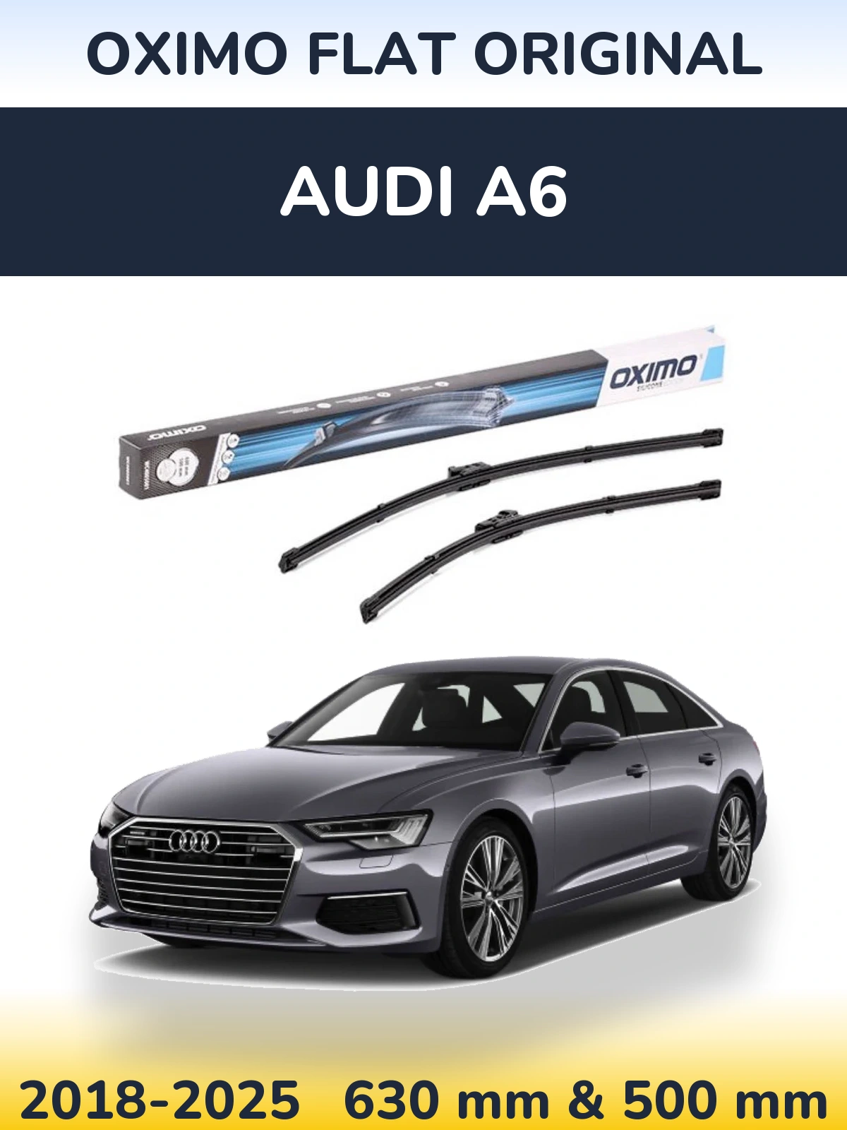 Комплект передних дворников Oximo Flat Original 600 & 500 мм для Audi A6 2018-2025