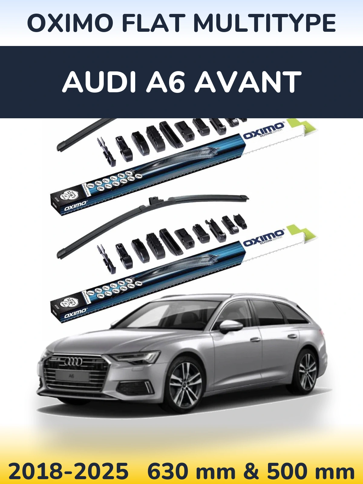 Front wiper blade set Oximo Flat MultiTüüpe 600 & 500 mm for Audi A6 Avant 2018-2025