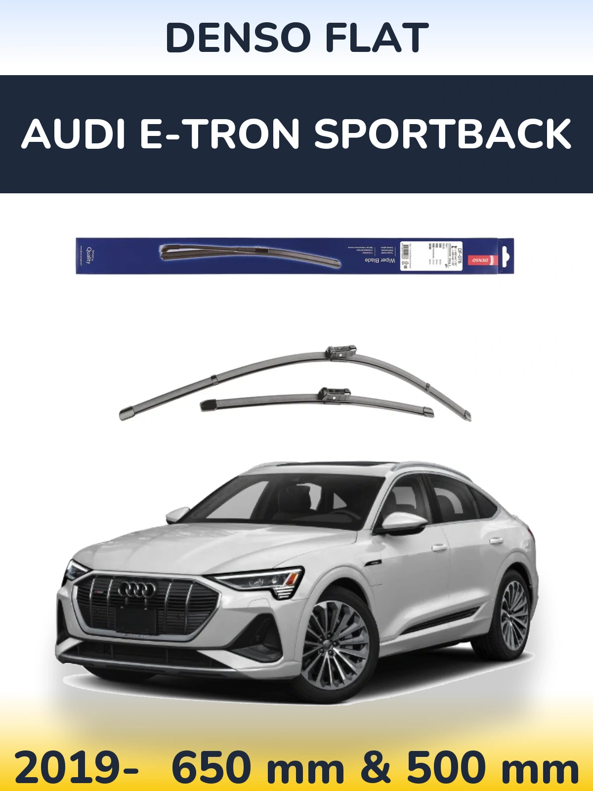 Комплект передніх щіток Denso Flat 630 & 500 мм для Audi e-tron Sportback 2019-2026