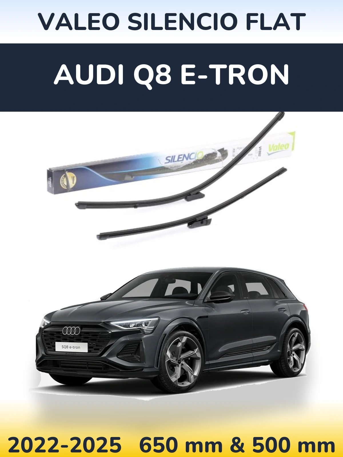 Комплект передних дворников Valeo Silencio Flat 630 & 500 мм для Audi Q8 e-tron 2022-2025