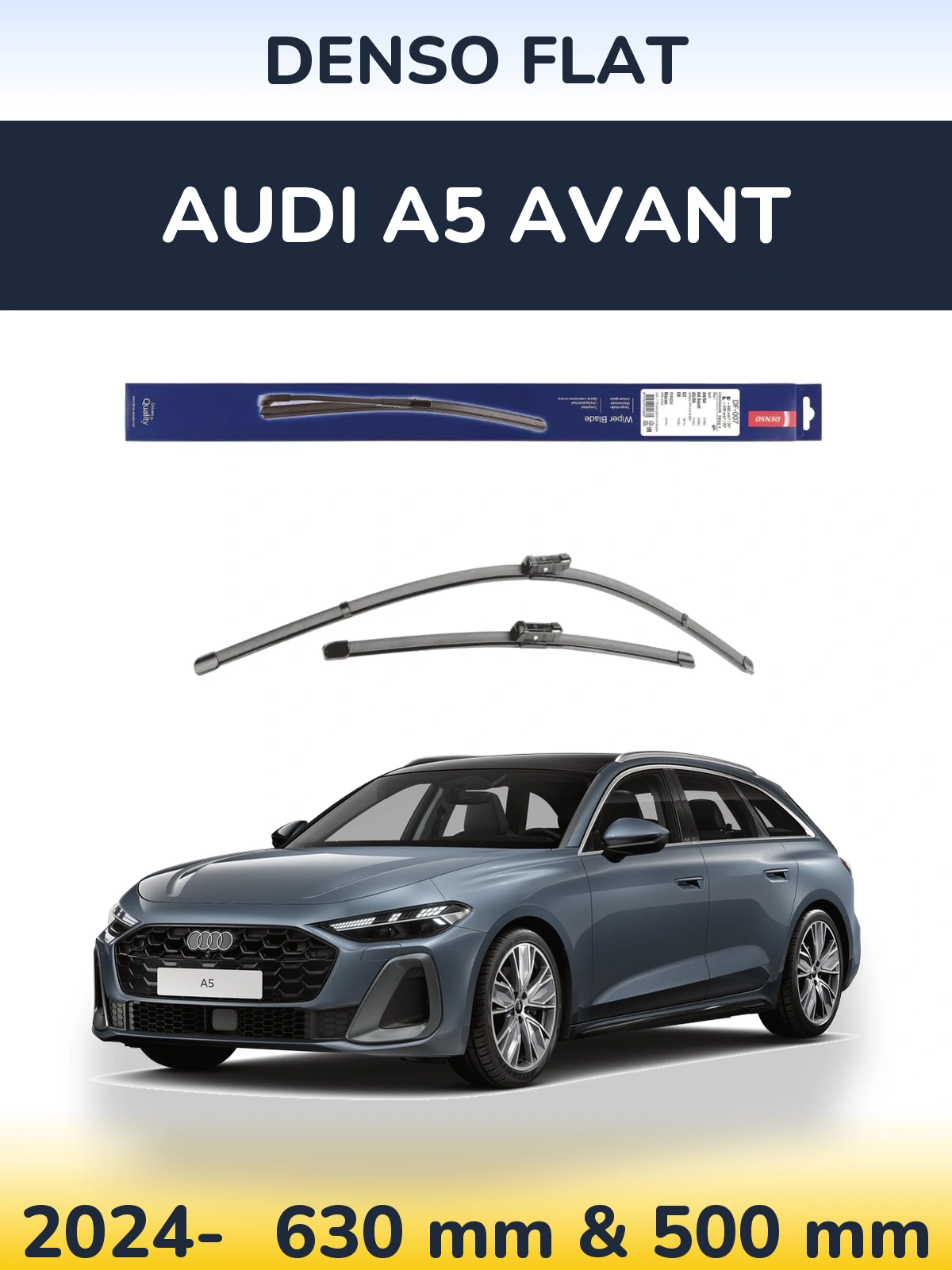Front wiper blade set Denso Flat 600 & 500 mm for Audi A5 Avant 2024-2026