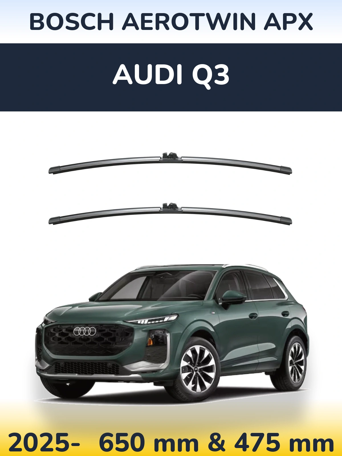 Комплект передніх щіток BOSCH AeroTwin APX 650 & 475 мм для Audi Q3 2025-2026
