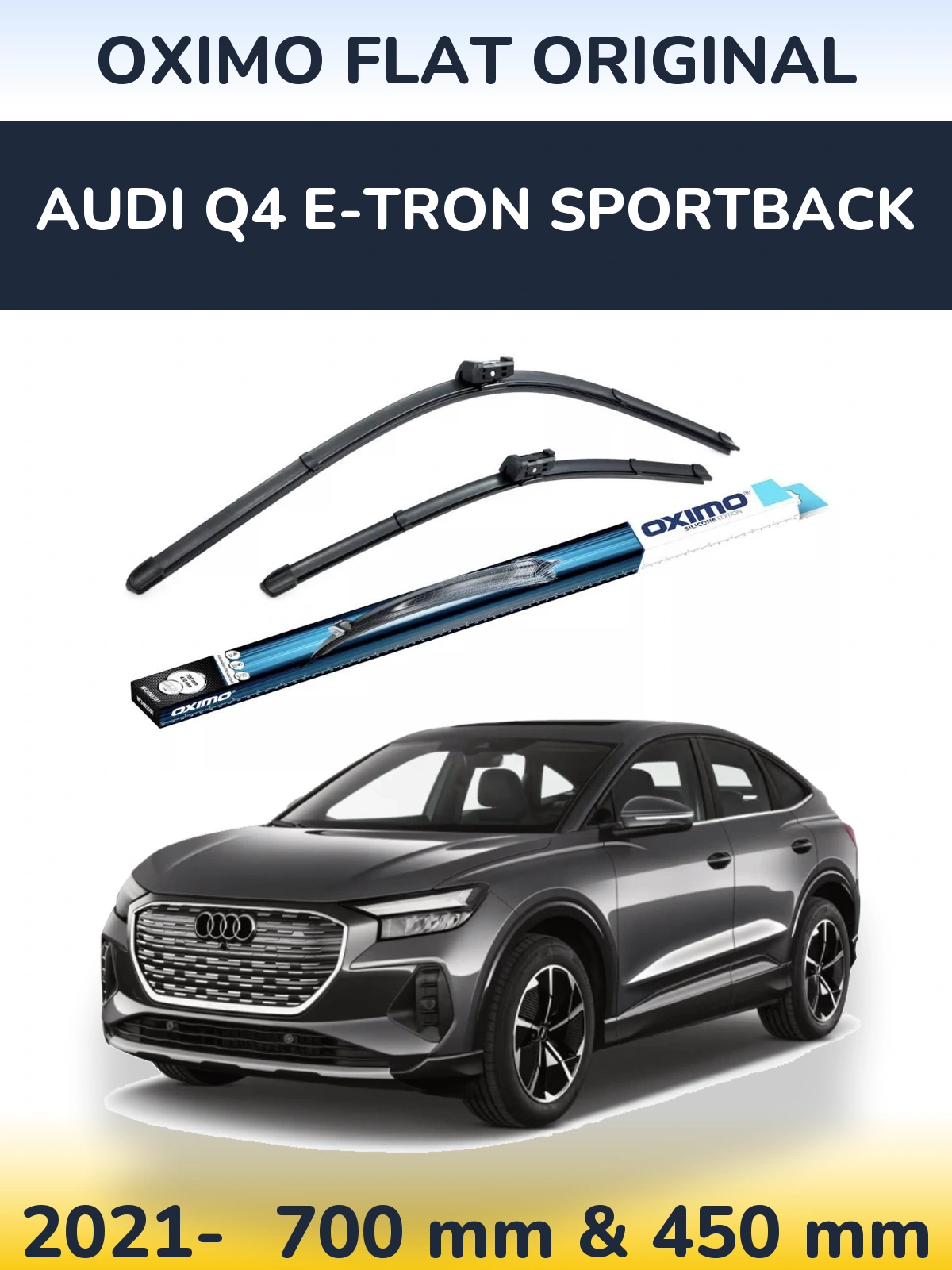 Комплект передних дворников Oximo Flat Original 700 & 450 мм для Audi Q4 e-tron Sportback 2021-2026