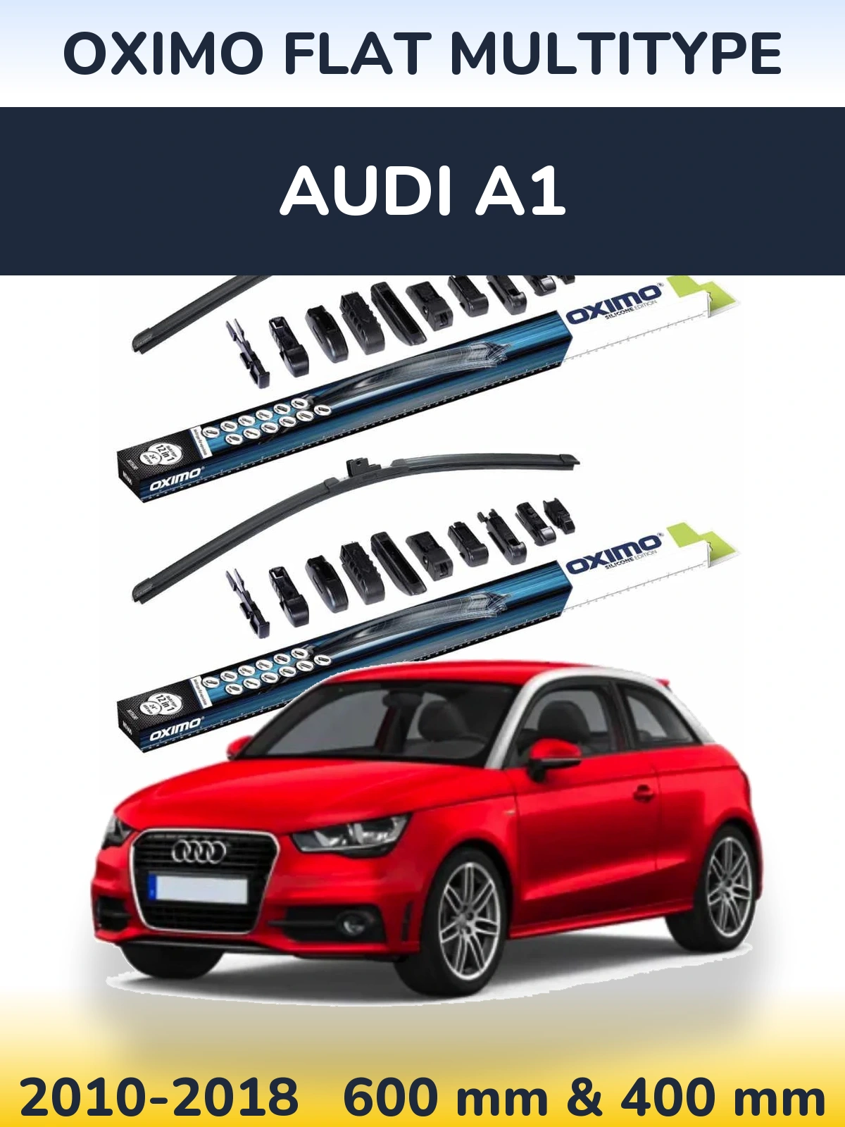 Front wiper blade set Oximo Flat MultiTüüpe 600 & 400 mm for Audi A1 2010-2018