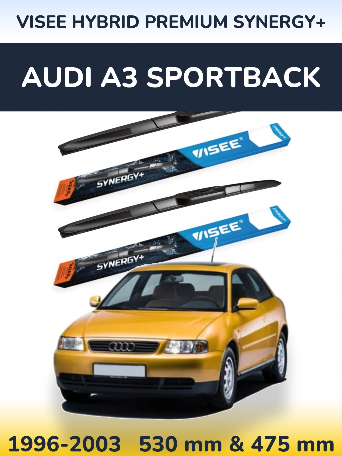 Комплект передних дворников VISEE HYBRID PREMIUM SYNERGY+ 530 & 475 мм для Audi A3 Sportback 1996-2003