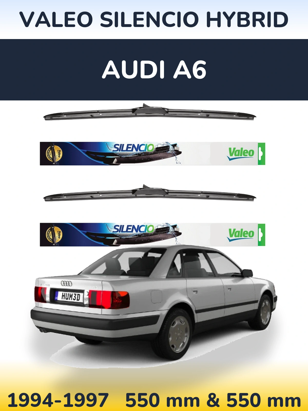 Комплект передніх щіток Valeo Silencio Hybrid 550 & 550 мм для Audi A6 1994-1997