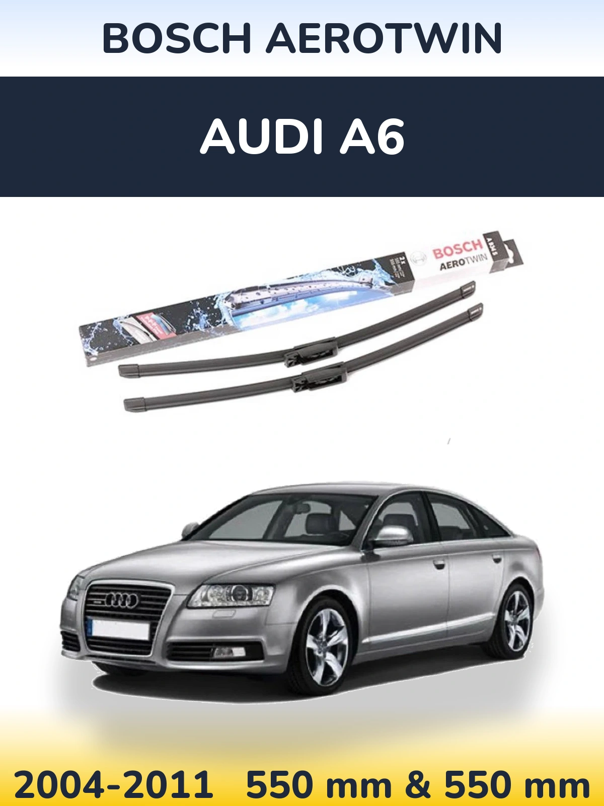 Комплект передних дворников BOSCH AeroTwin 555 & 555 мм для Audi A6 2004-2011