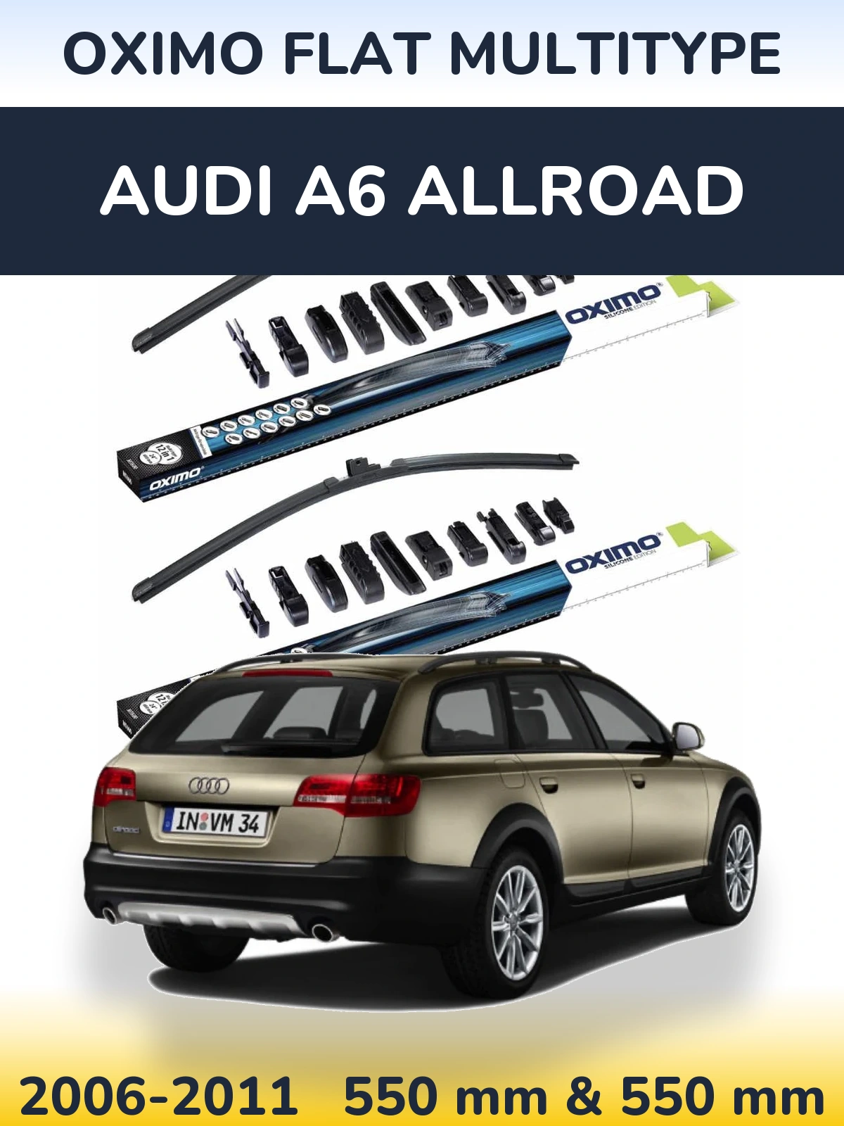 Front wiper blade set Oximo Flat MultiTüüpe 550 & 550 mm for Audi A6 Allroad 2006-2011