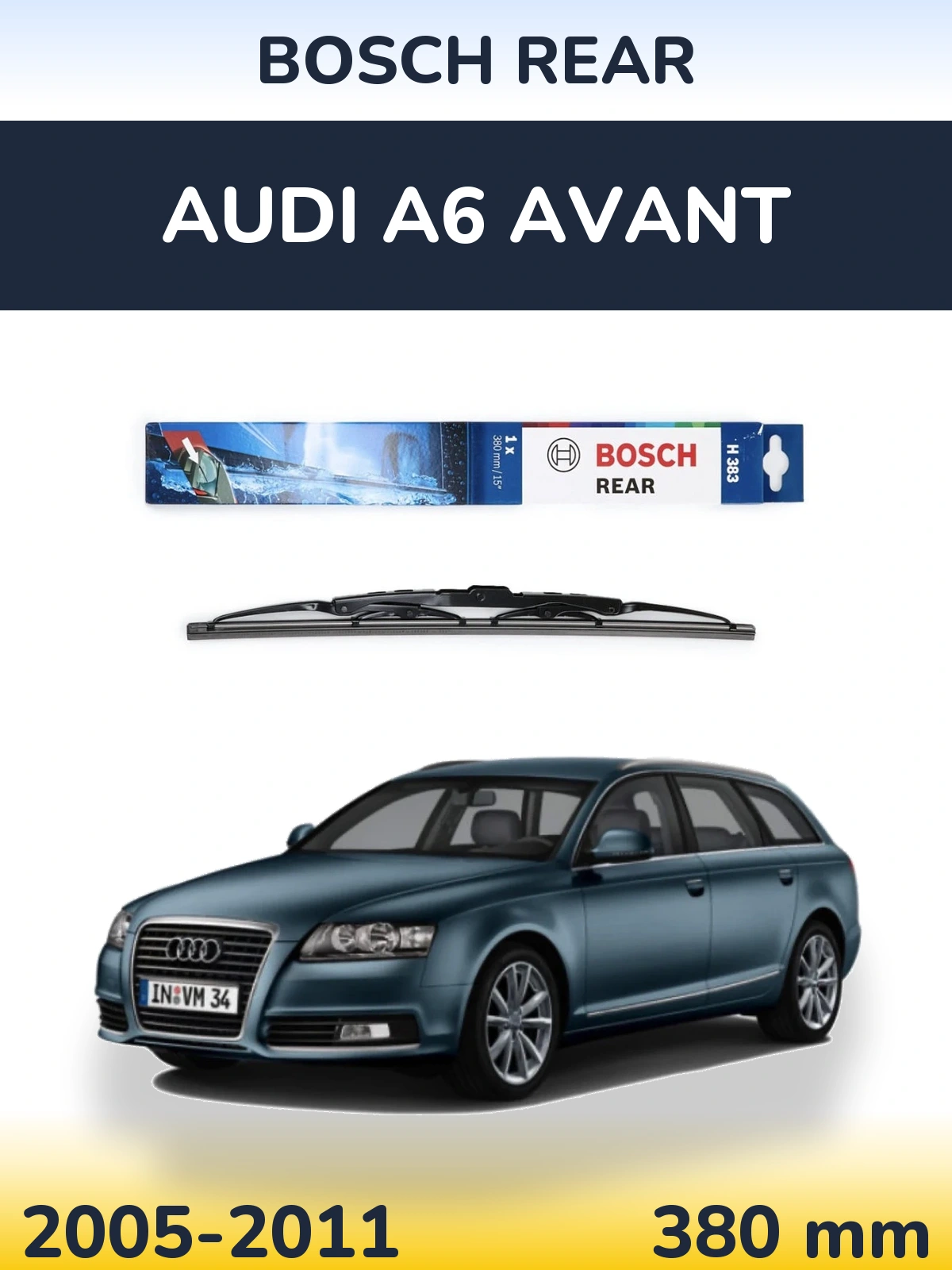 Задня щітка BOSCH Rear 380 мм для Audi A6 Avant 2005-2011