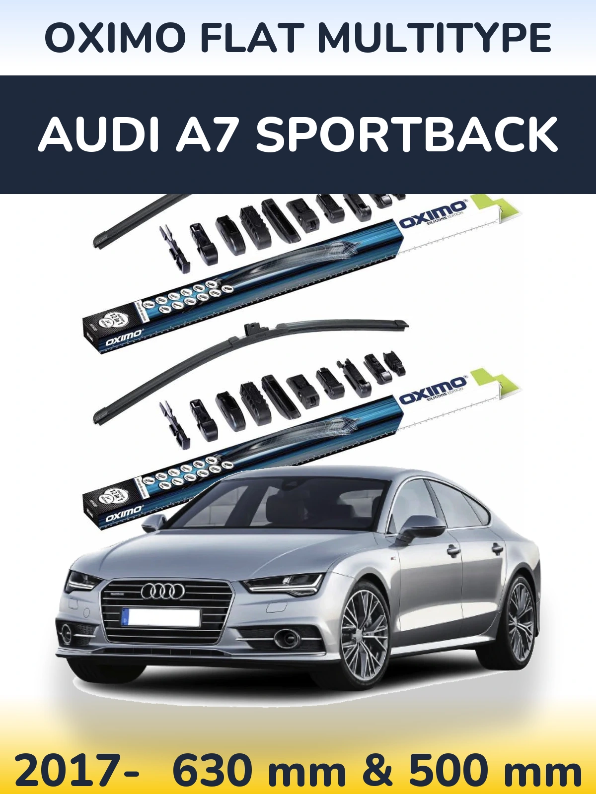 Комплект передних дворников Oximo Flat MultiТипe 600 & 500 мм для Audi A7 Sportback 2017-2026