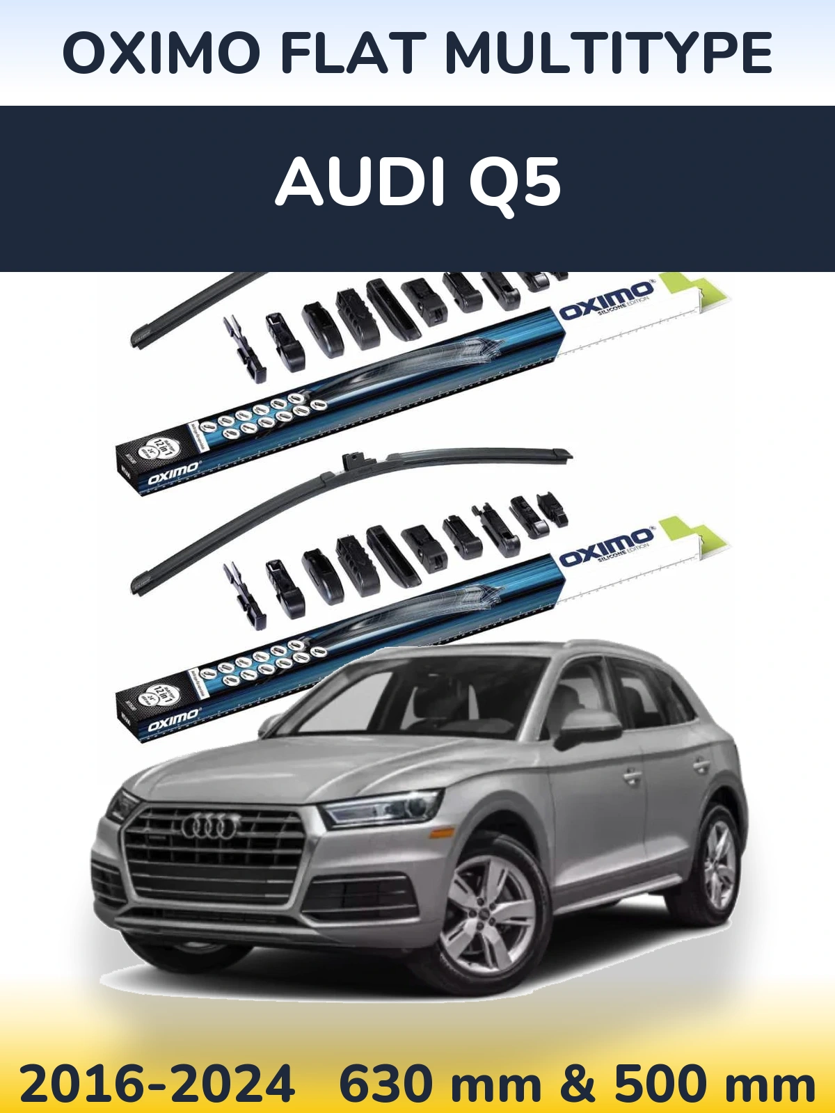 Комплект передніх щіток Oximo Flat MultiТипe 600 & 500 мм для Audi Q5 2016-2024