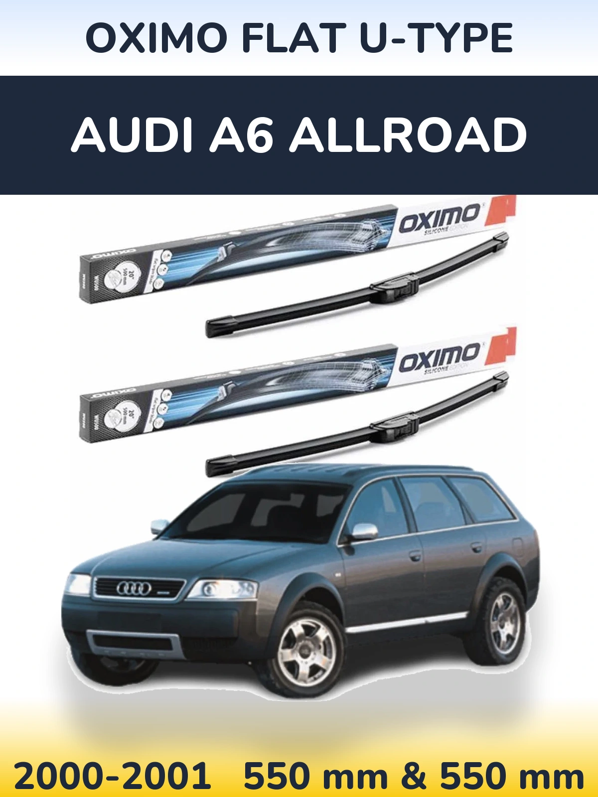 Комплект передних дворников Oximo Flat U-type 550 & 550 мм для Audi A6 Allroad 2000-2001