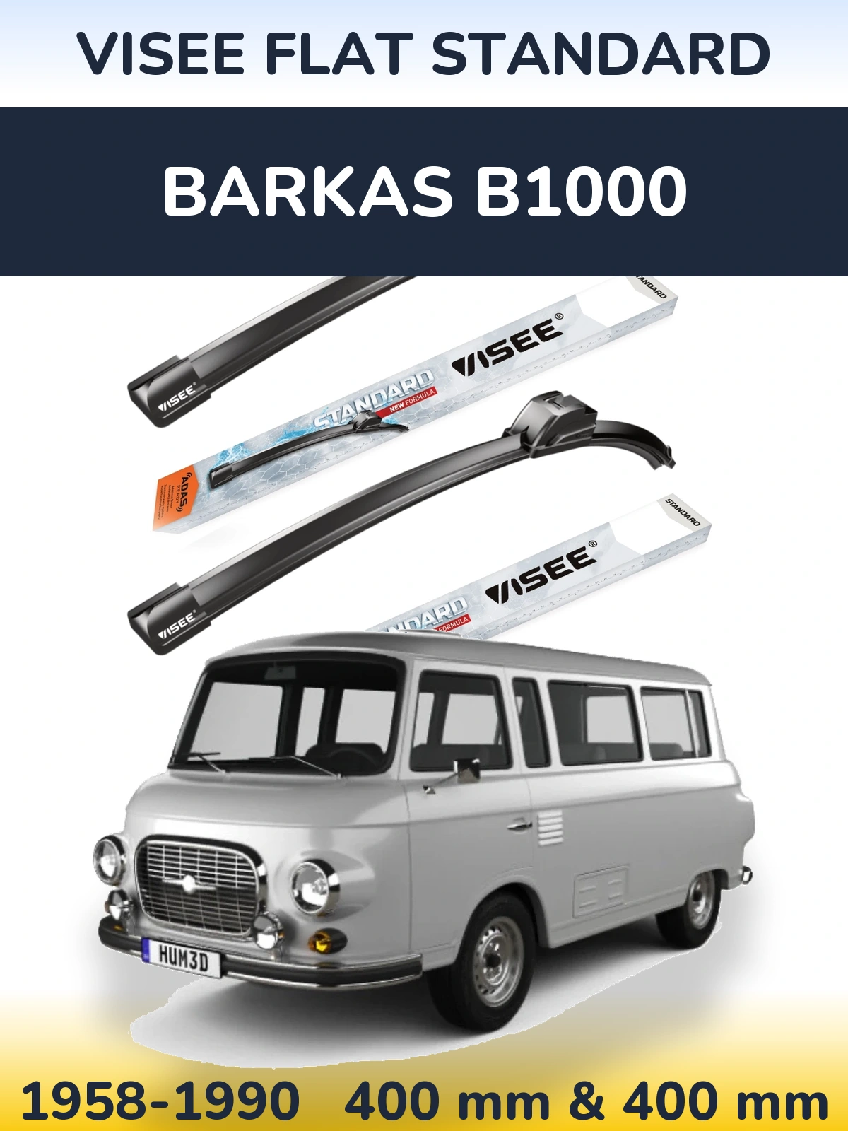 Комплект передних дворников VISEE FLAT STANDARD 400 & 400 мм для Barkas B1000 1958-1990