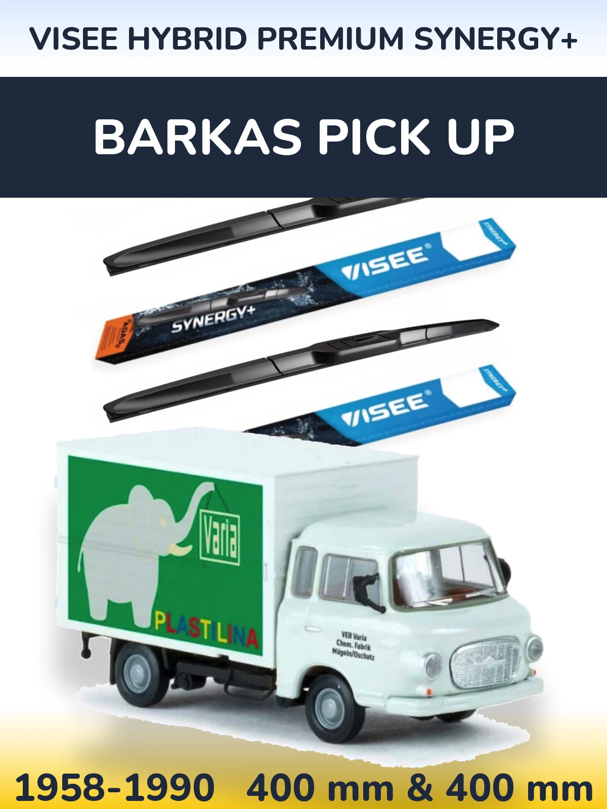 Комплект передних дворников VISEE HYBRID PREMIUM SYNERGY+ 400 & 400 мм для Barkas Pick Up 1958-1990