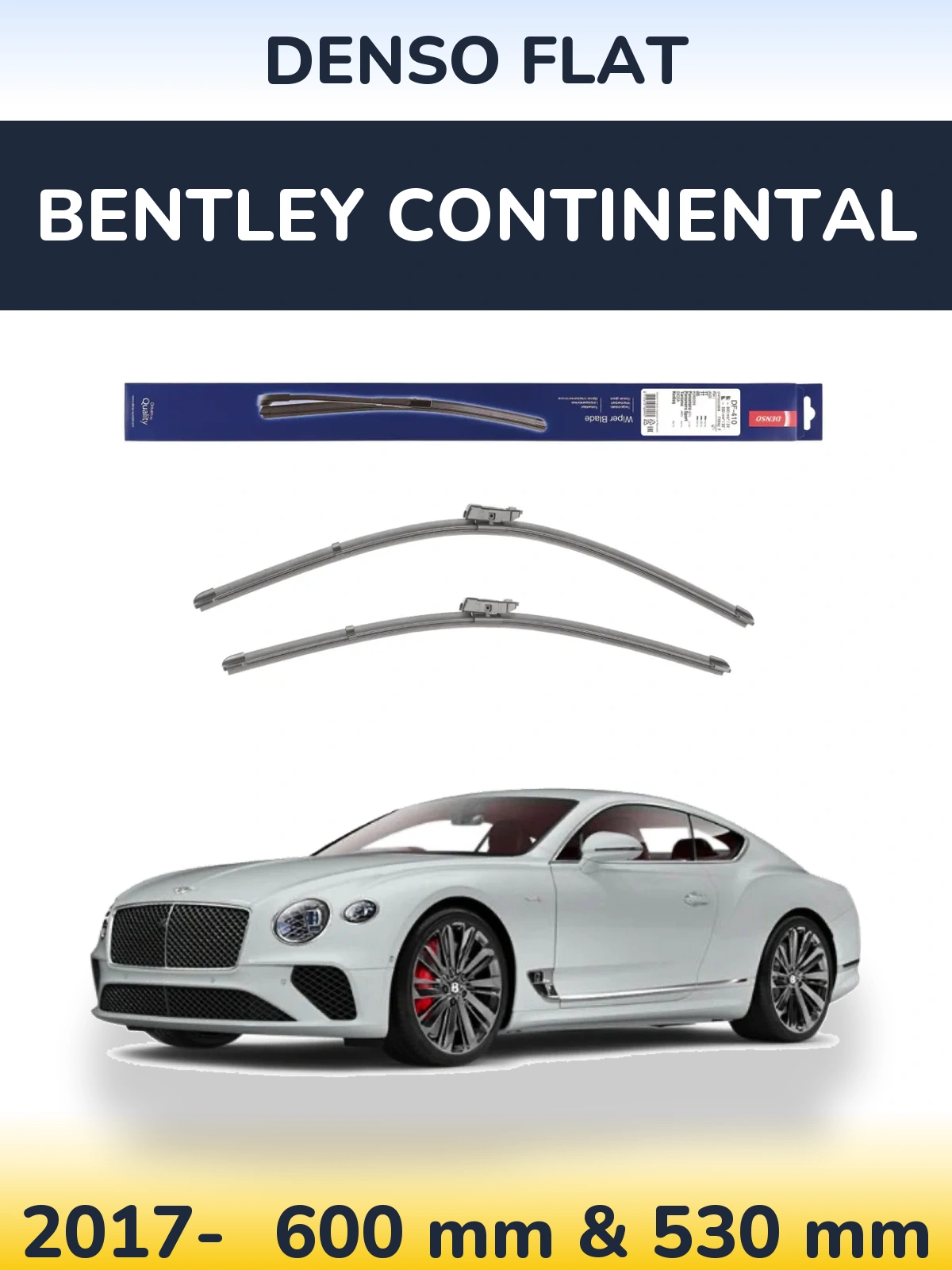 Front wiper blade set Denso Flat 600 & 520 mm for Bentley Continental 2017-2026
