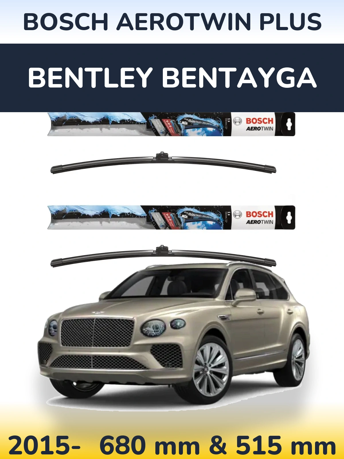 Комплект передних дворников BOSCH AeroTwin Plus 700 & 500 мм для Bentley Bentayga 2015-2026